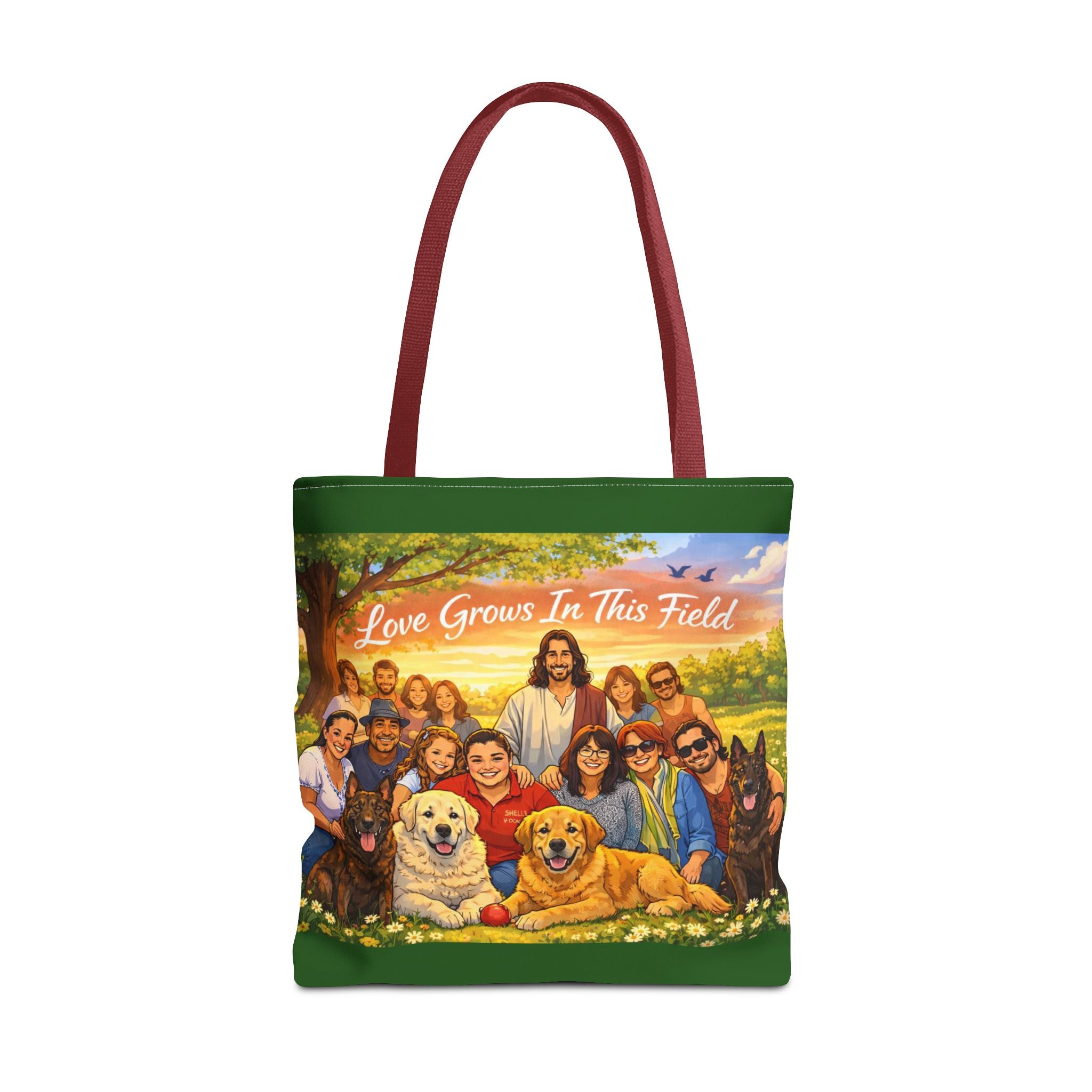 Love Grows In This Field Tote Bag — Jesus & Dogs Inspirational Art Tote