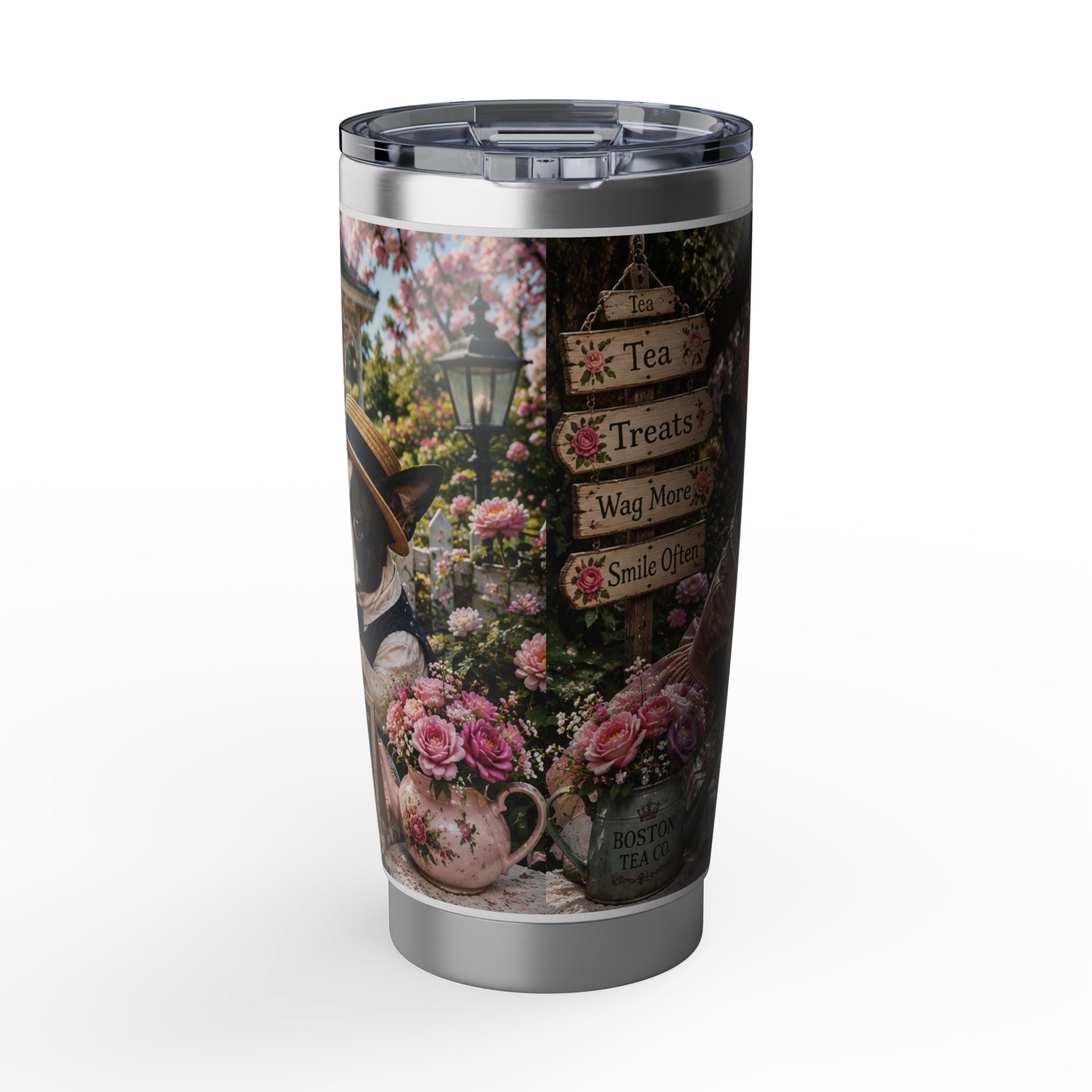 Boston Terrier Tea Party 20oz Tumbler — Cute Dog Travel Mug
