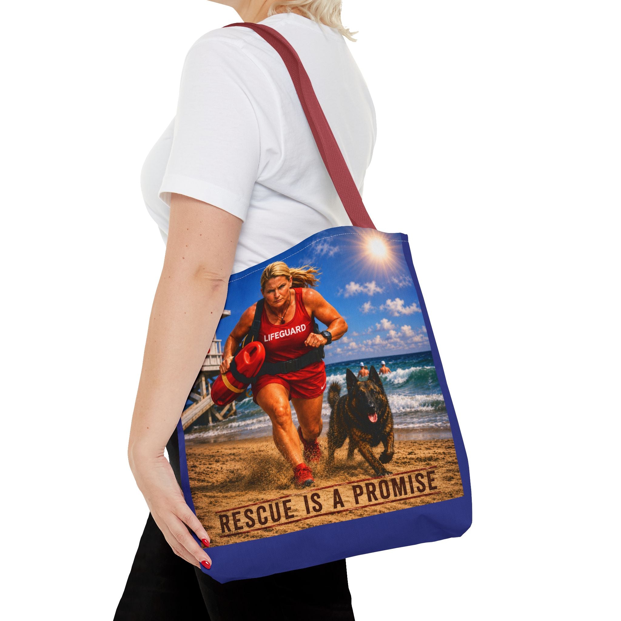 Lifeguard Rescue Tote Bag – "Rescue Is a Promise" Beach Tote