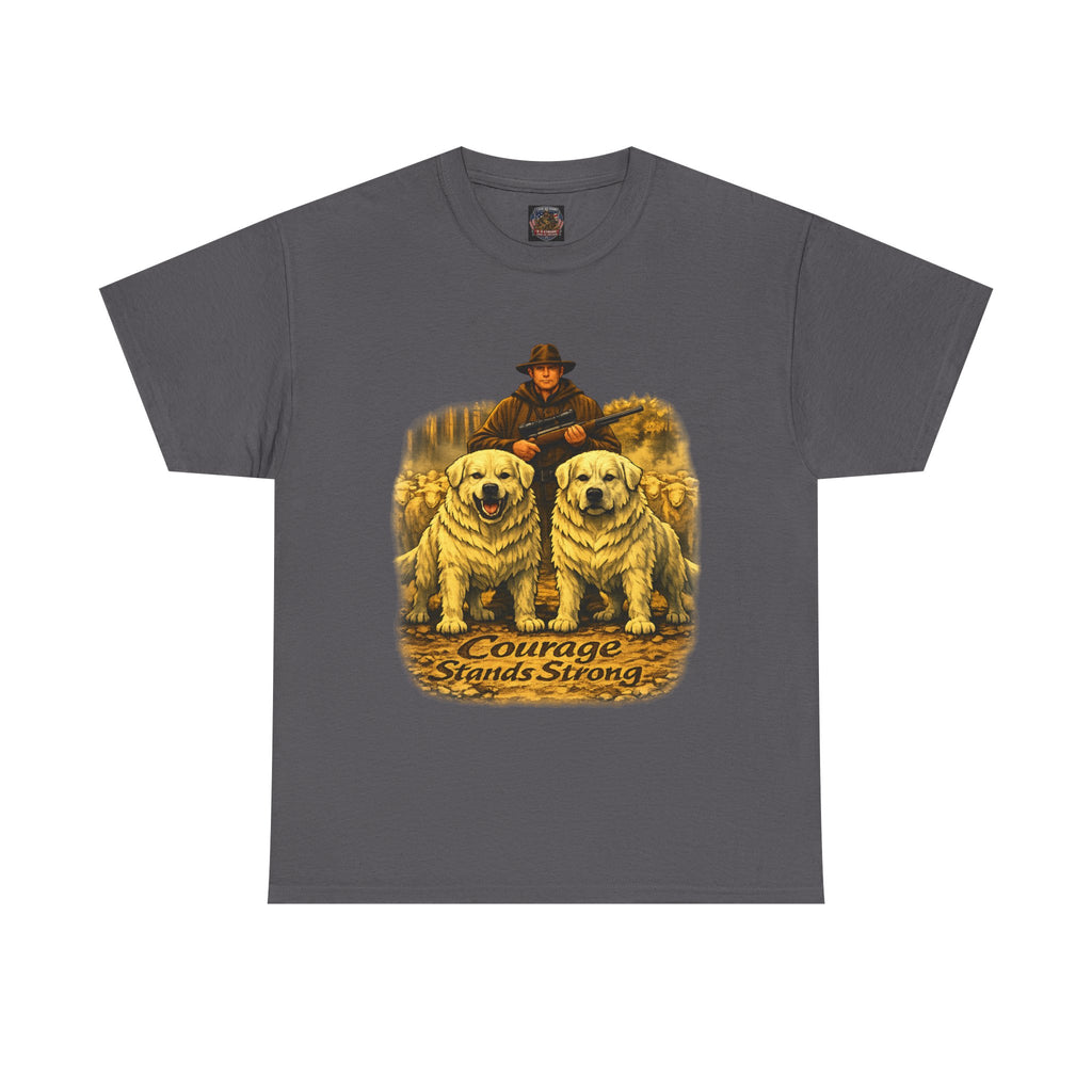 T-Shirt — Courage Stands Strong Vintage Shepherds & Dogs Graphic Tee