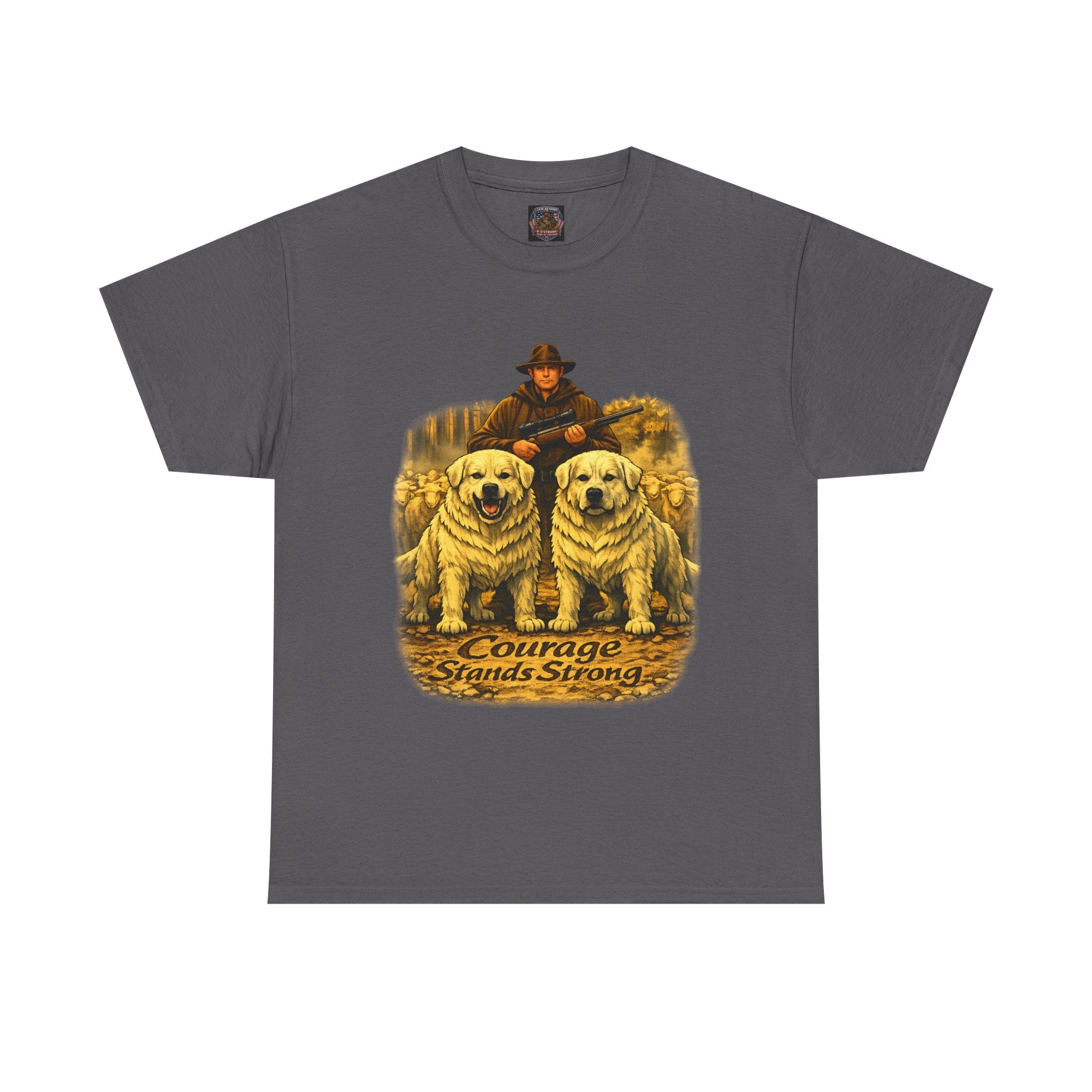 T-Shirt — Courage Stands Strong Vintage Shepherds & Dogs Graphic Tee