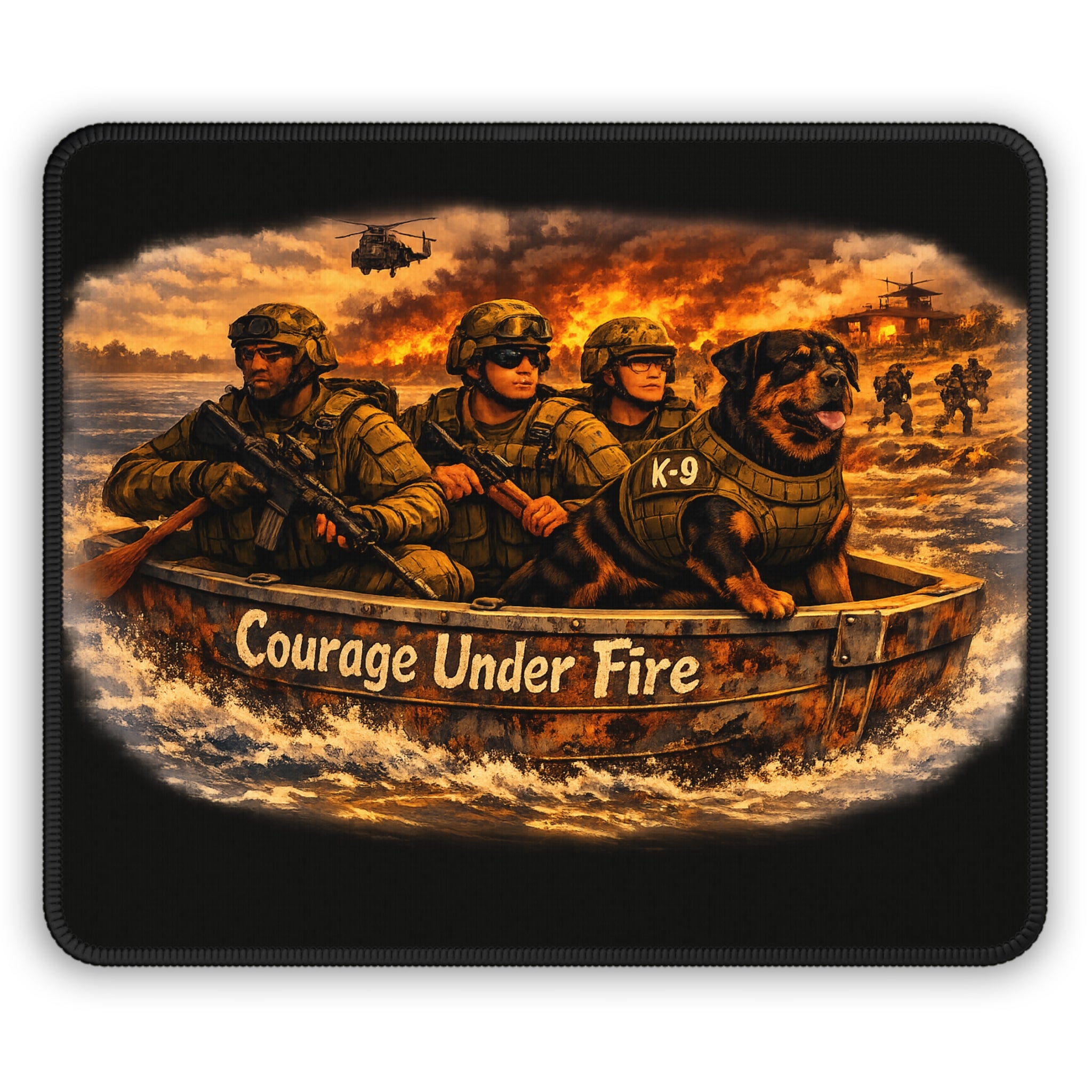 Courage Under Fire Gaming Mouse Pad — Military K-9 Veteran Tribute