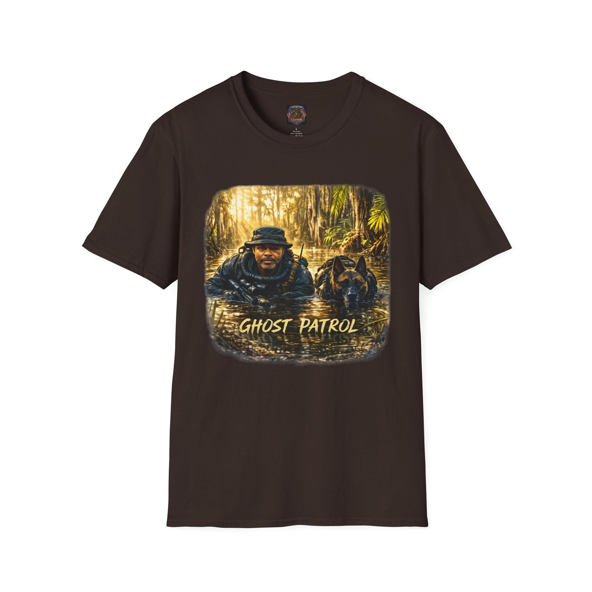 Ghost Patrol T‑Shirt — Tactical Swamp K-9 Rescue Graphic Tee