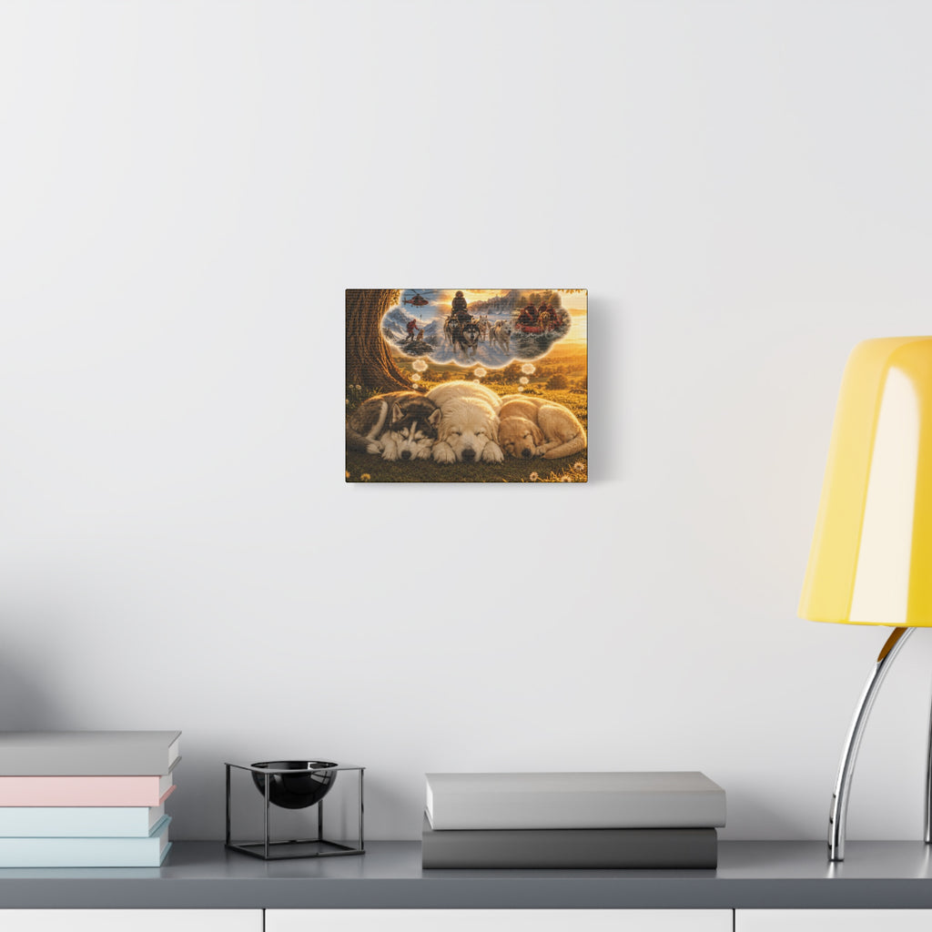 Sleeping Puppies Canvas Wall Art — Dreaming of Future Life Stretched Matte Print