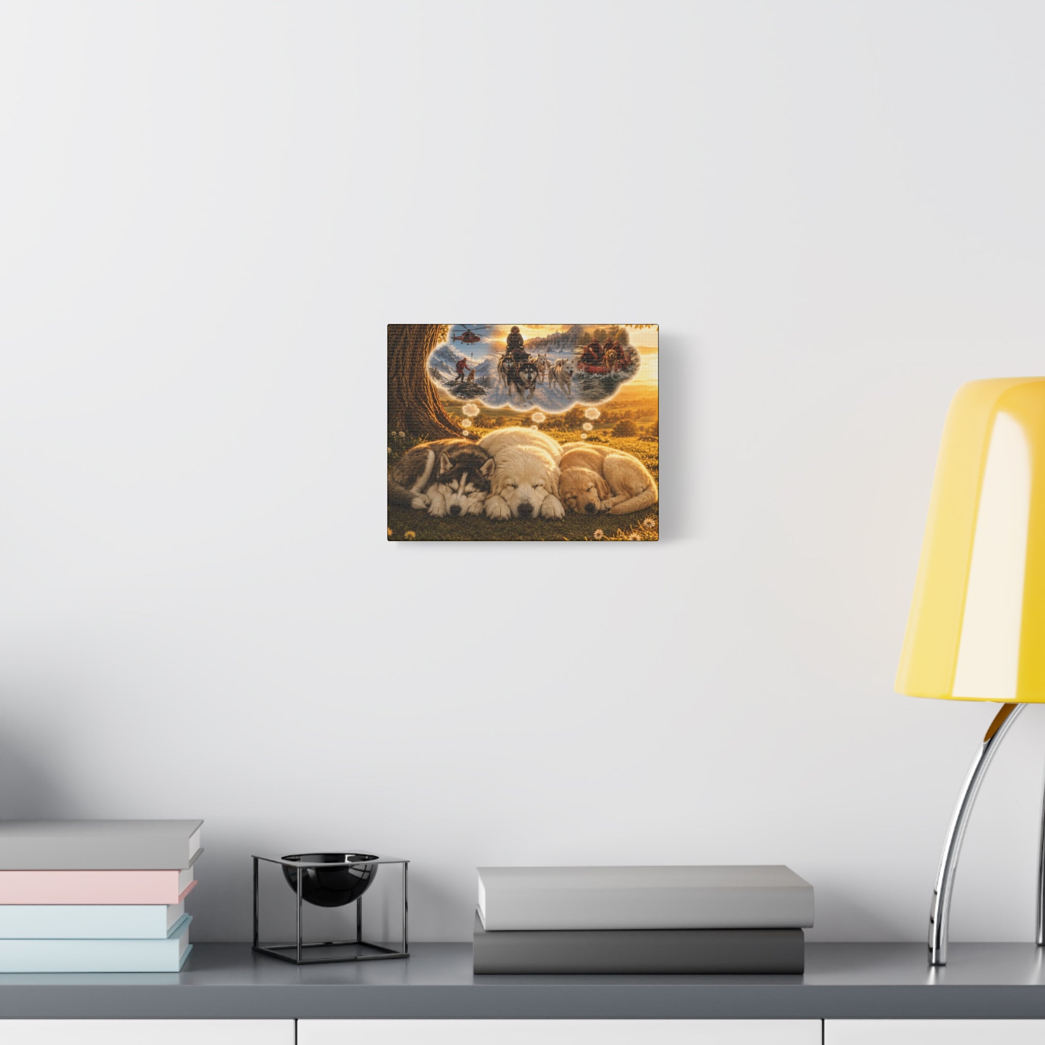 Sleeping Puppies Canvas Wall Art — Dreaming of Future Life Stretched Matte Print