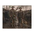 World War I Soldiers with Dogs Matte Canvas Wall Art – 1917 Trench Scene