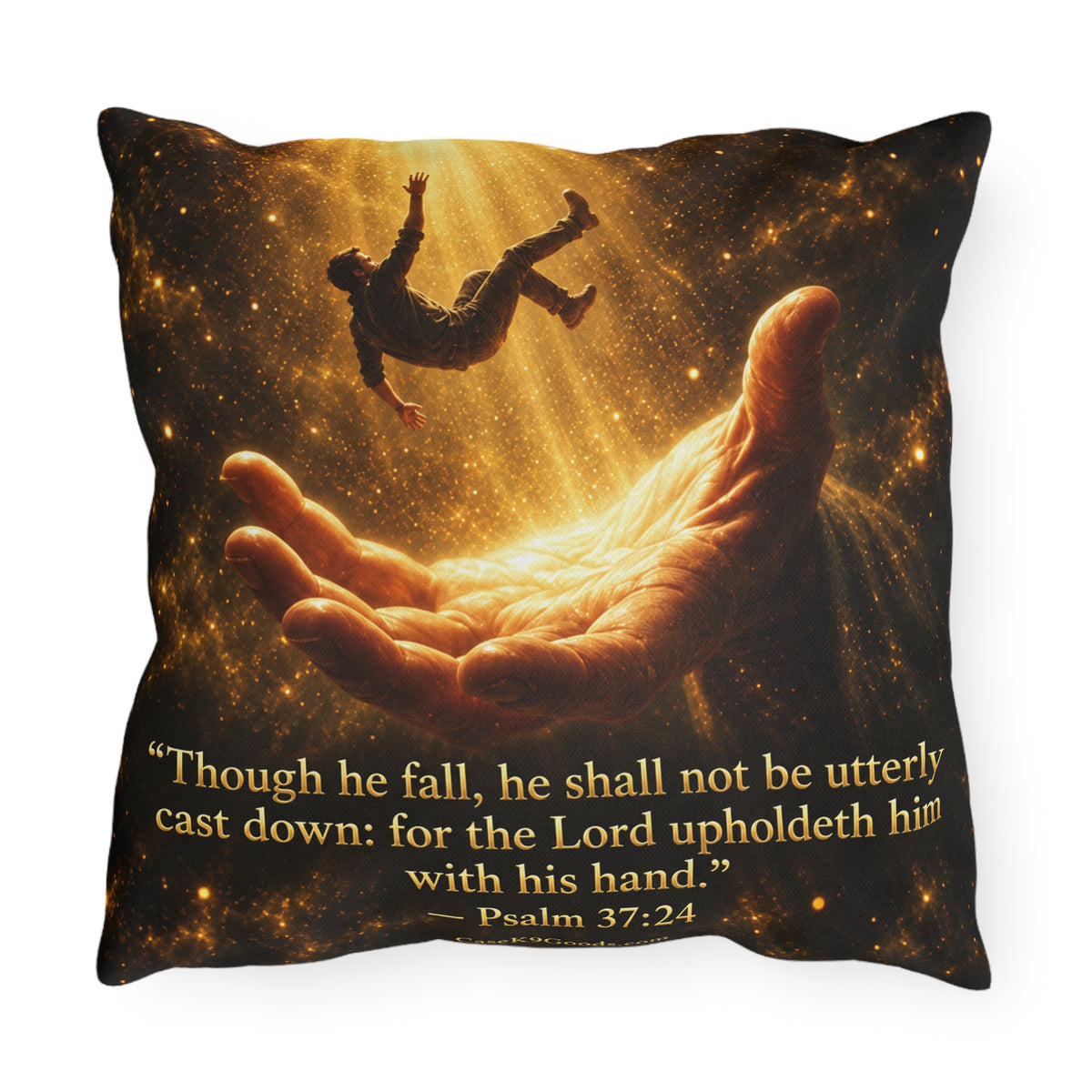 Faith Comfort Outdoor Pillow – Psalm 37:24 Inspirational Garden Cushion