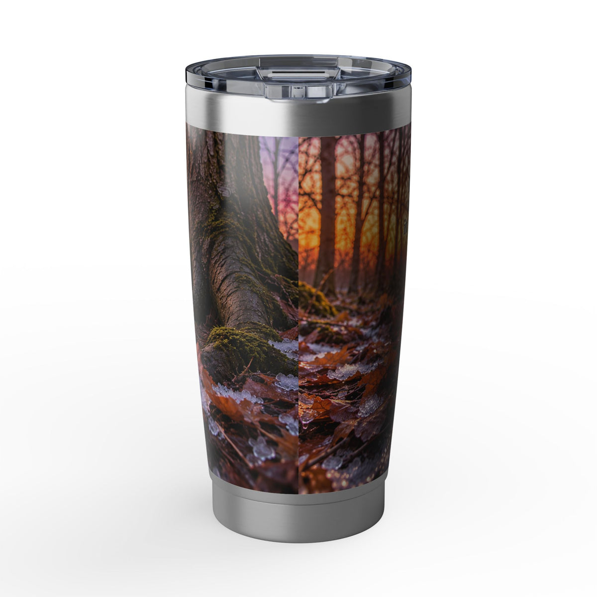 Vagabond 20oz Tumbler — Forest Scripture Sunrise Travel Mug with Inspirational Scripture
