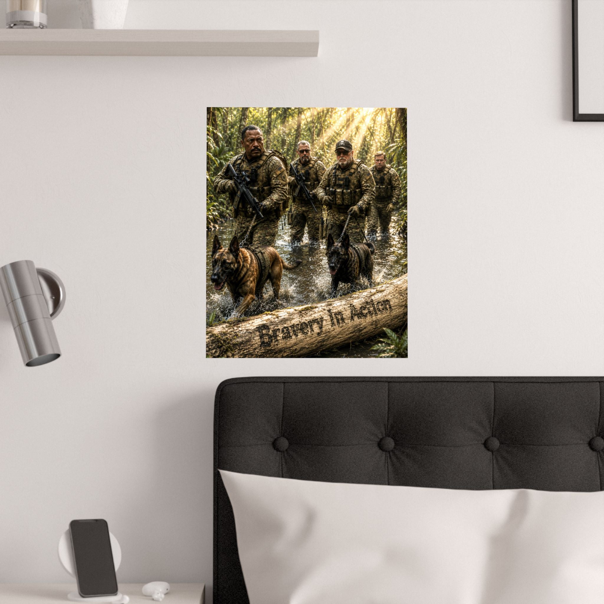 Military K9 Team Satin Poster – "Bravery In Action" Wall Art (210gsm)