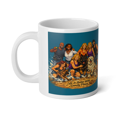 Beach Family Coffee Mug — 20oz Jumbo Mug with Dogs, ‘Life & Sand’ Summer Vibe
