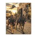 Military Working Dogs Canvas Print — K9 Unit Action Matte Stretched Wall Art