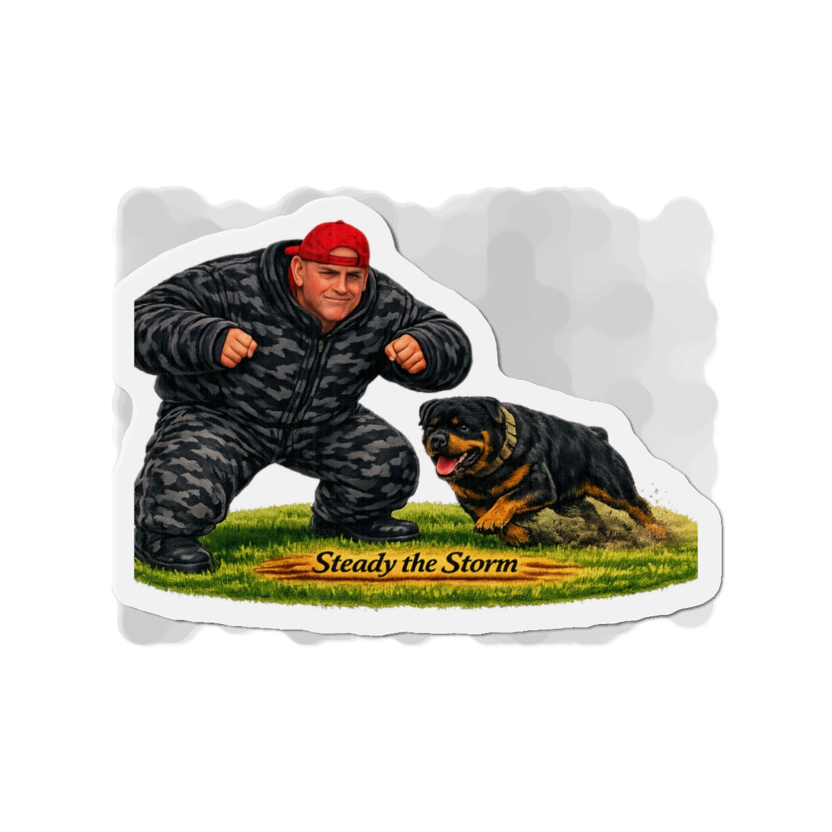 Rottweiler Training Die-Cut Magnet — "Steady the Storm" K9 Handler Decor