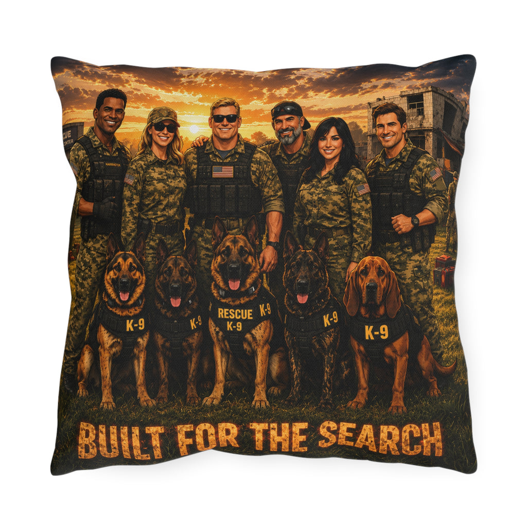 Outdoor Pillow — "Built for the Search" Military K-9 Rescue Team Decorative Throw Pillow