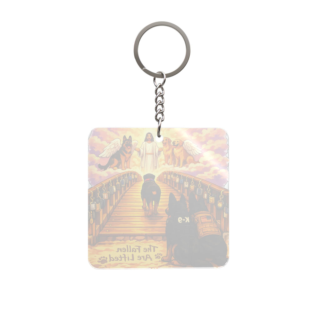 Dog Memorial Keychain — "The Fallen Are Lifted" K-9 Remembrance