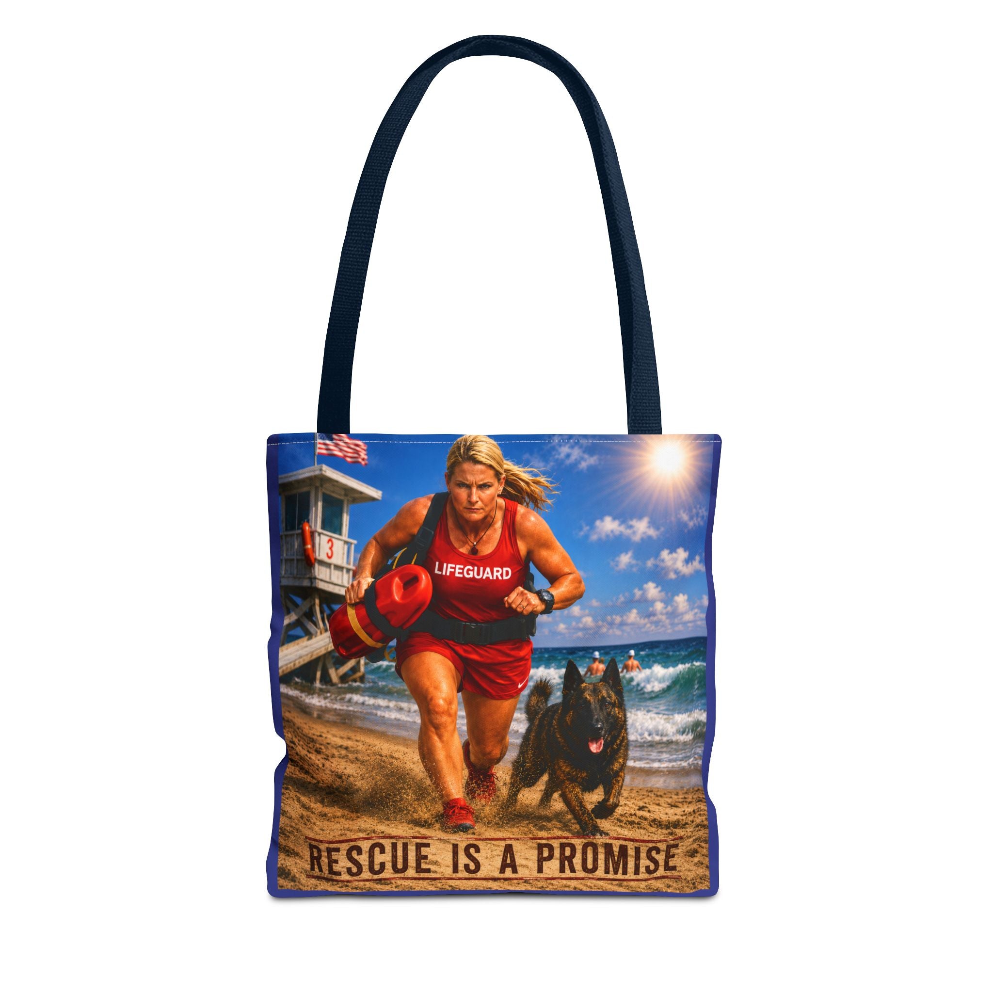 Lifeguard Rescue Tote Bag – "Rescue Is a Promise" Beach Tote
