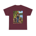 Dog Lover Photo Tee — Woman Walking German Shepherds Lakeside