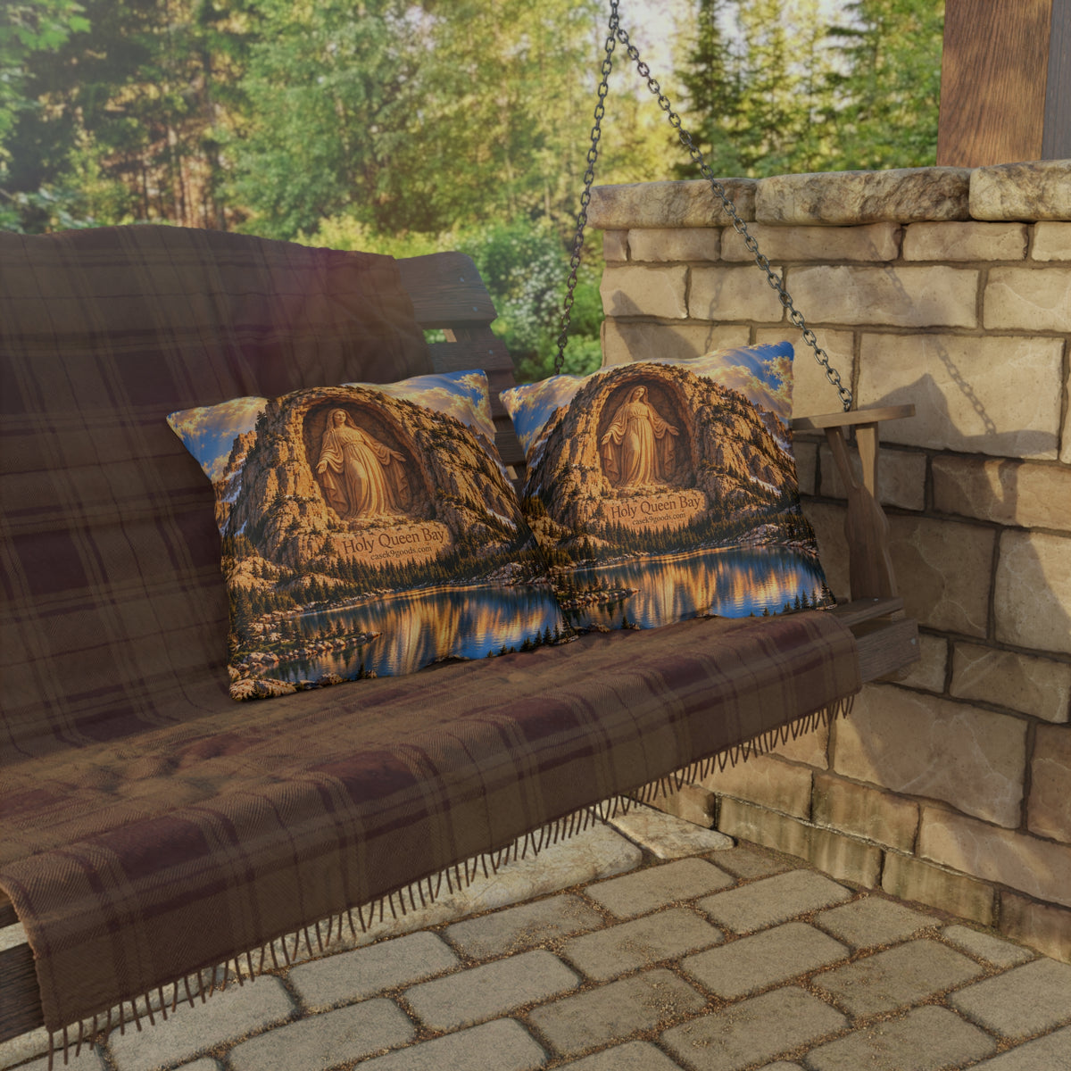Holy Queen Bay Virgin Mary Religious Outdoor Pillow