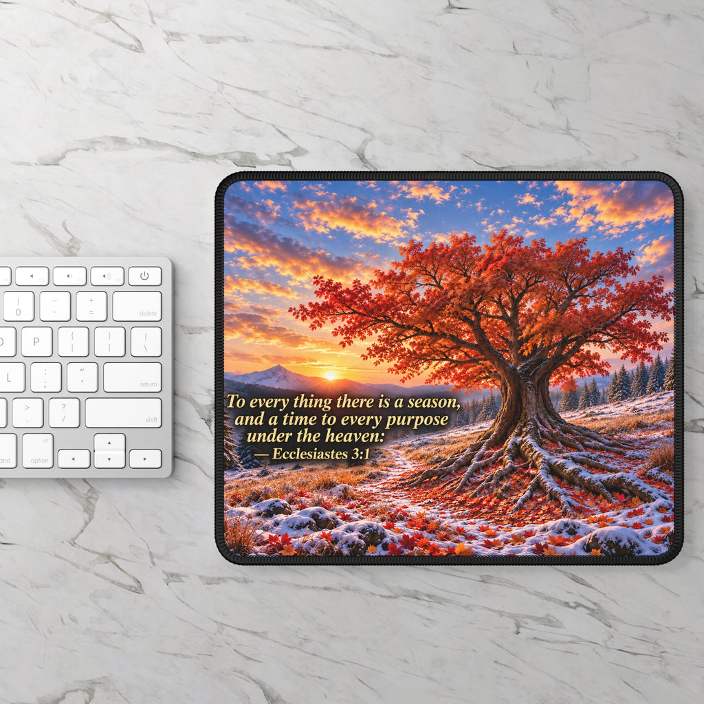 Inspirational Autumn Tree Mouse Pad — "To every thing there is a season" Ecclesiastes 3:1