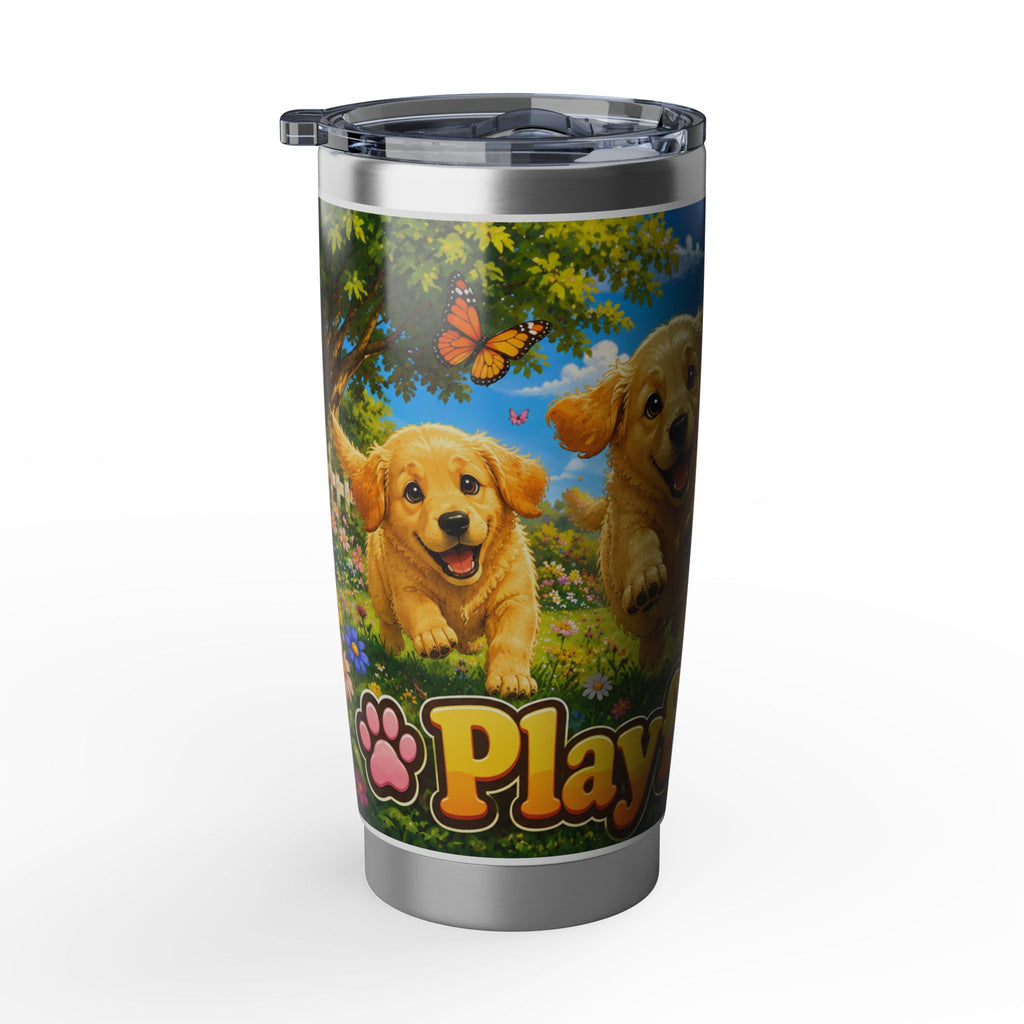 Playful Pups 20oz Tumbler – Cute Golden Retriever Dog Travel Cup