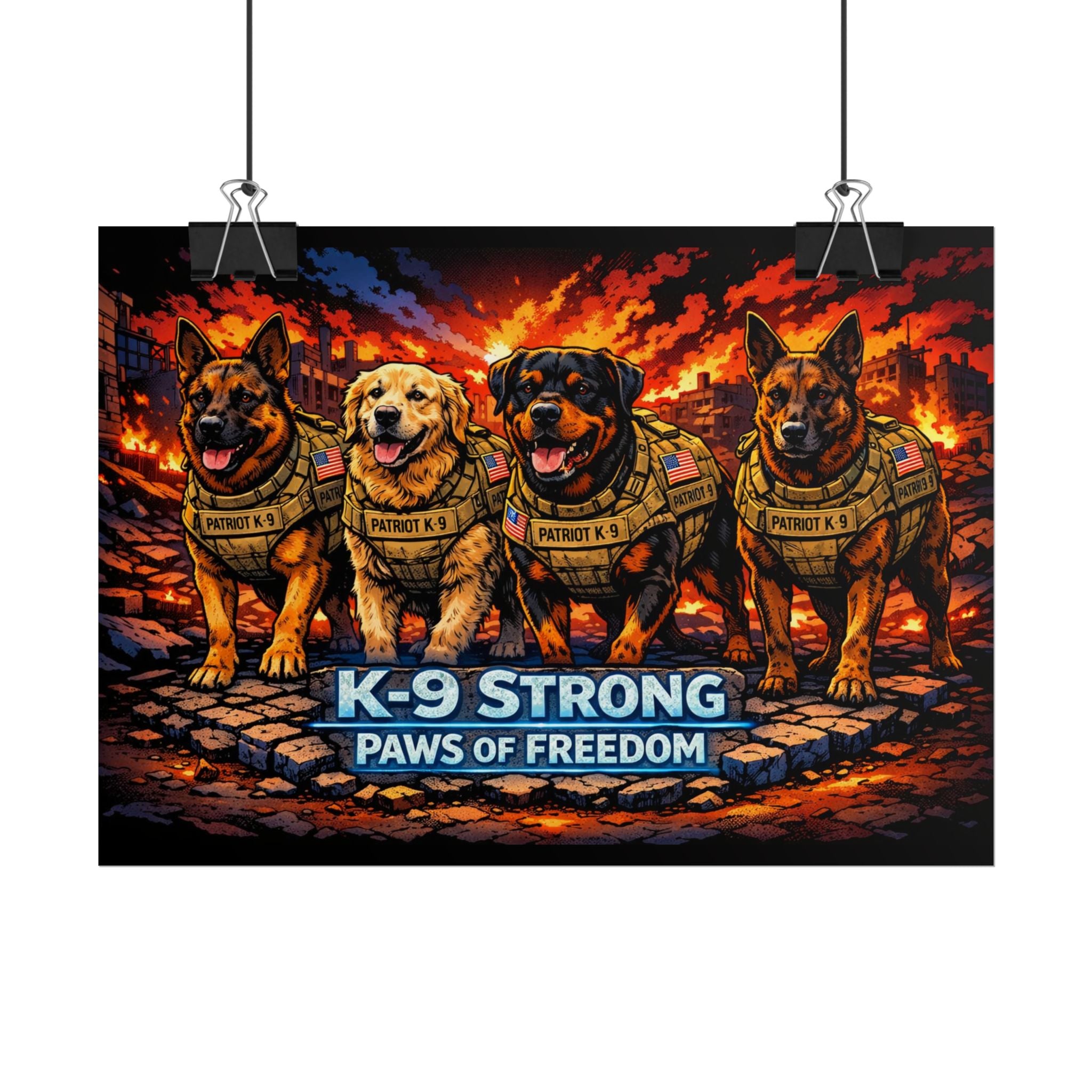 K-9 Strong Poster — "Paws of Freedom" Patriotic Police Dog Wall Art