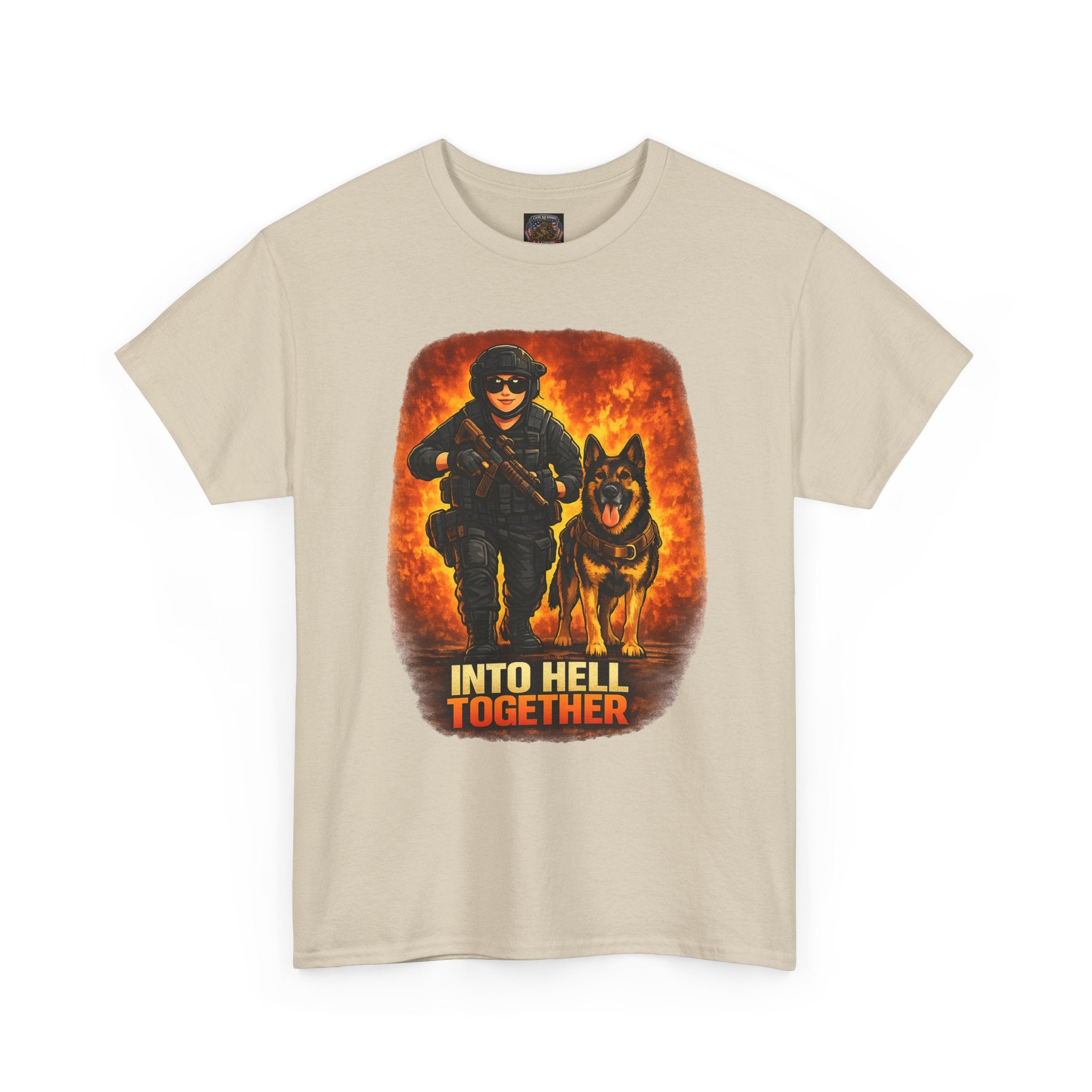 T-Shirt — "Into Hell Together" Firefighter & K9 Rescue Graphic Tee