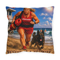 Lifeguard & Rescue Dog Beach Outdoor Pillow — "Rescue Is A Promise" Coastal Decor