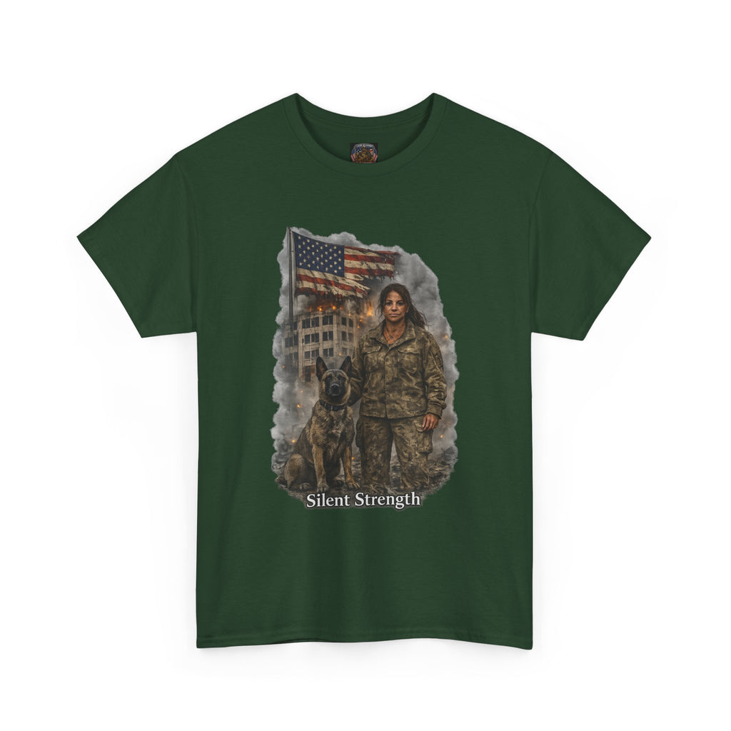 Military K9 Tribute T-Shirt — 'Silent Strength' Veteran & Service Dog Tee