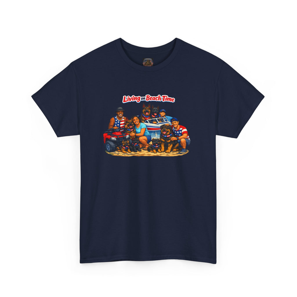 Beach Crew Graphic Tee — "Living Beach Town" Vintage Surf Crew T-Shirt