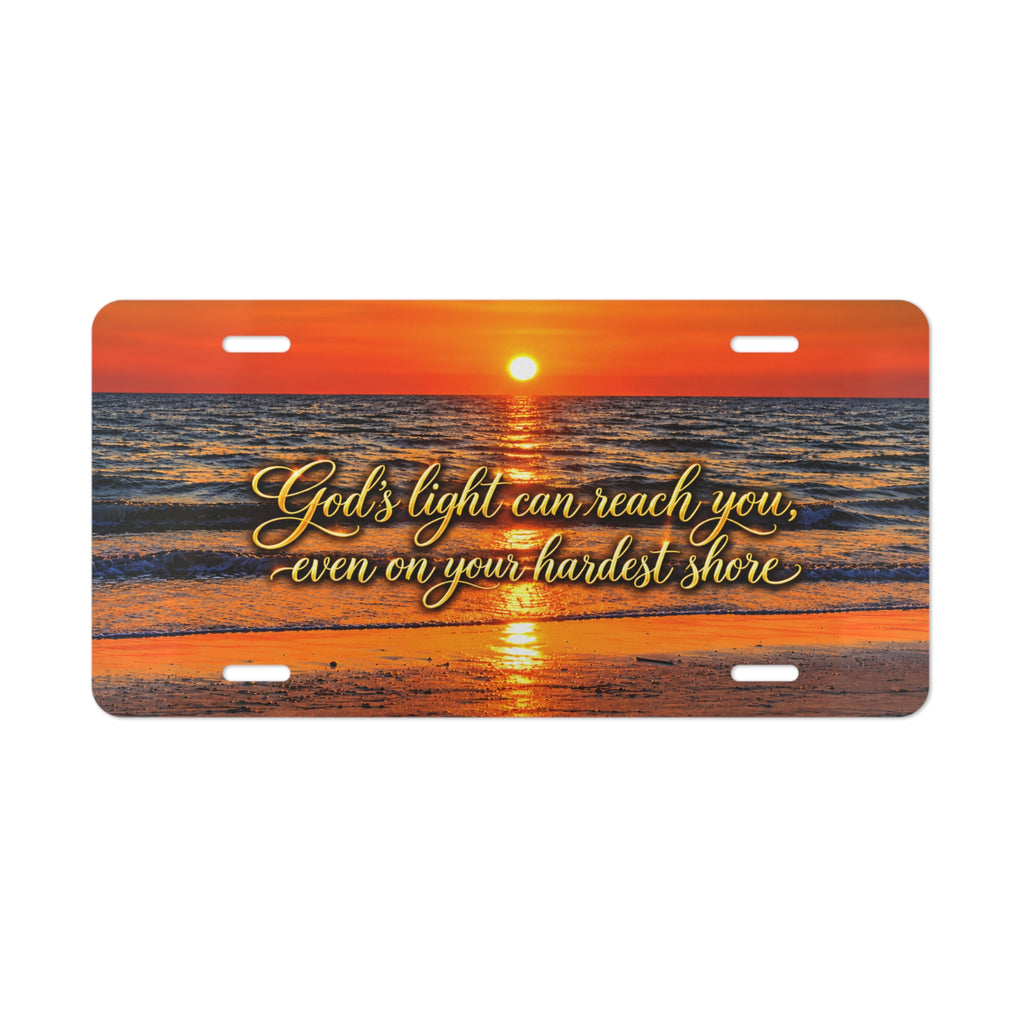 God’s Light Can Reach You Inspirational Sunset Vanity Plate