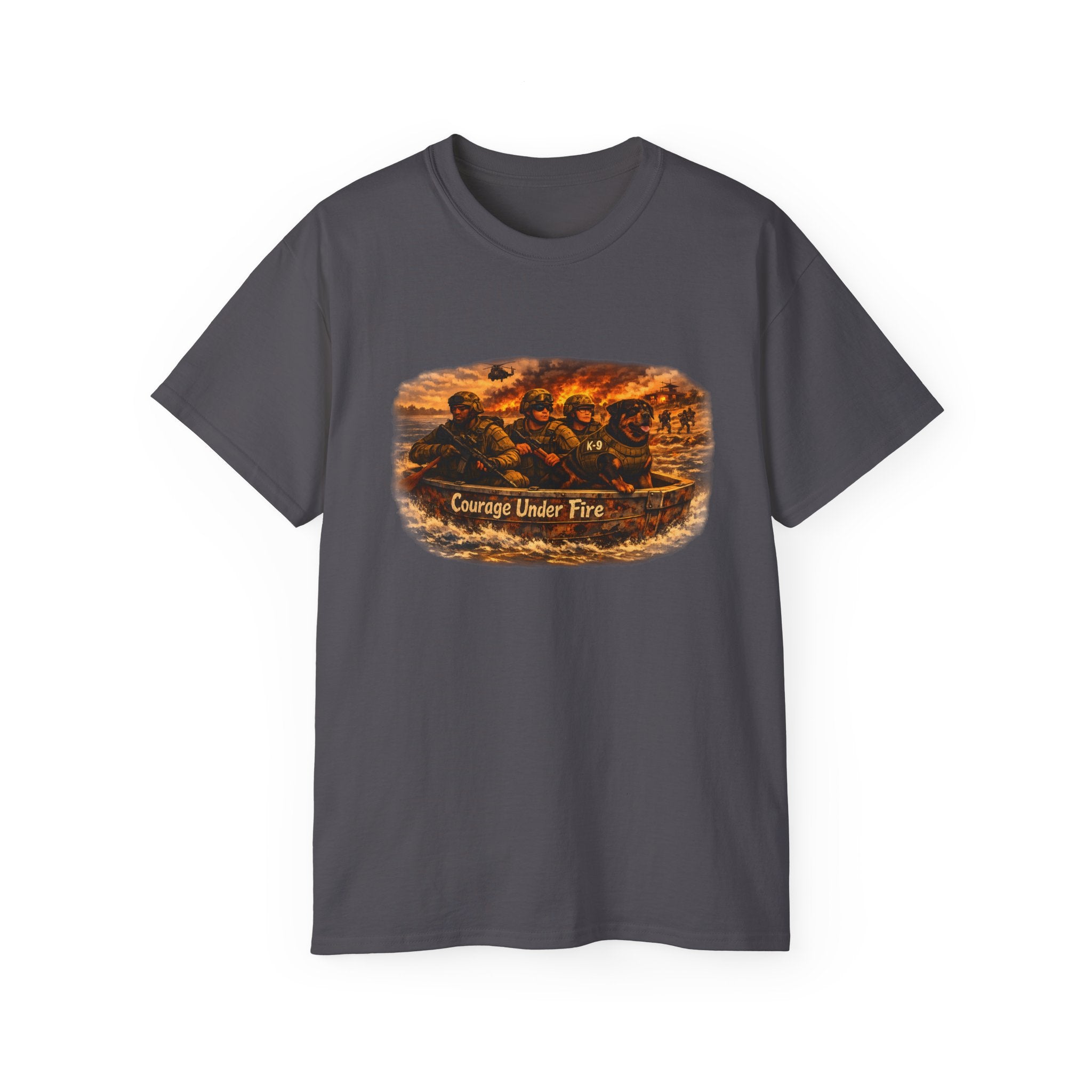 Courage Under Fire Tee — Vintage war Battle Scene Cotton Shirt