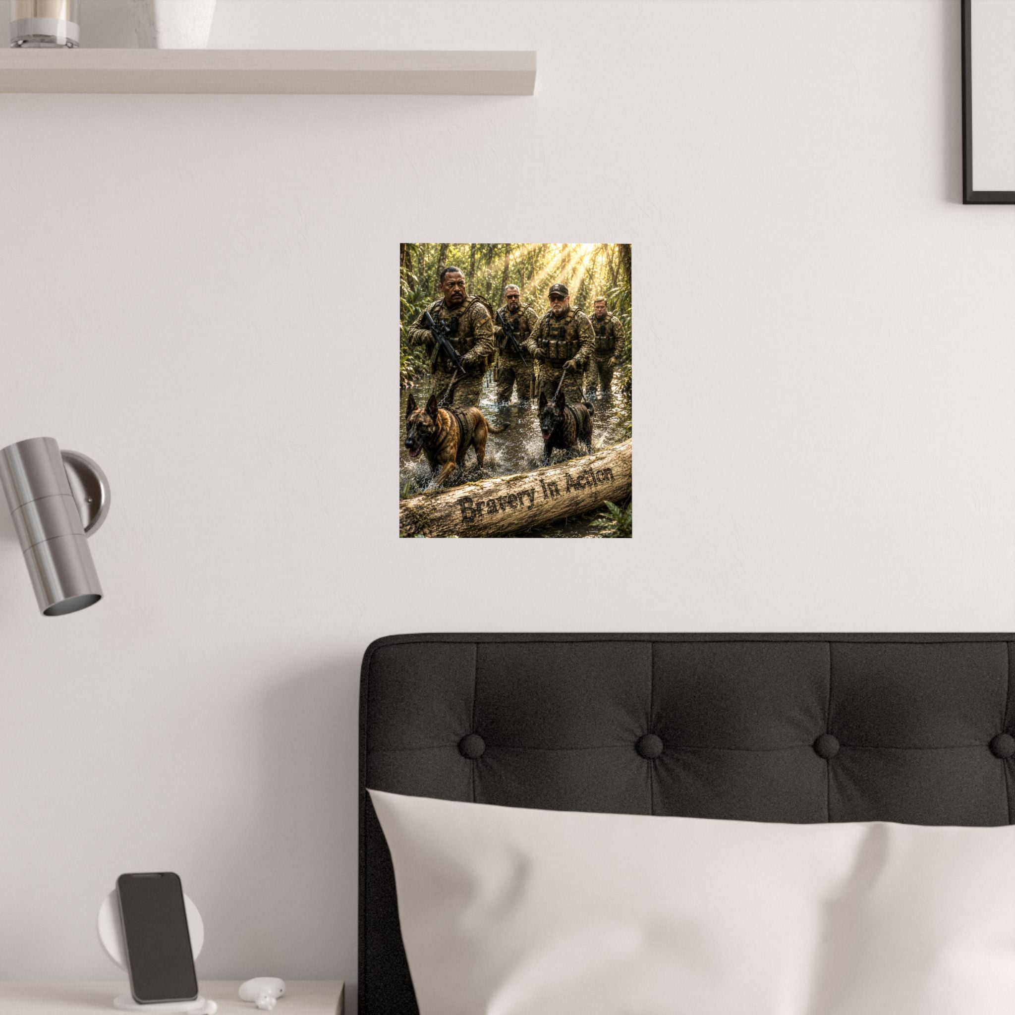 Military K9 Team Satin Poster – "Bravery In Action" Wall Art (210gsm)