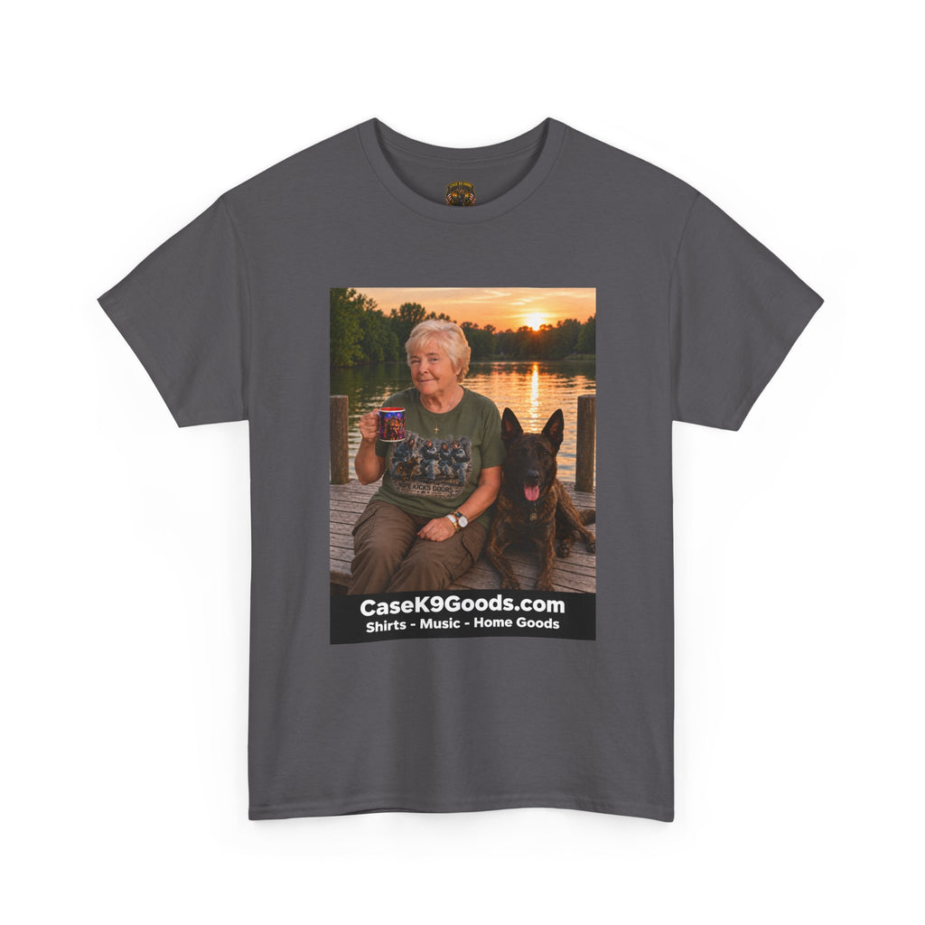 Photo Lake Sunset T‑Shirt — Personalized Dog & Owner Tee (CaseK9Goods.com)