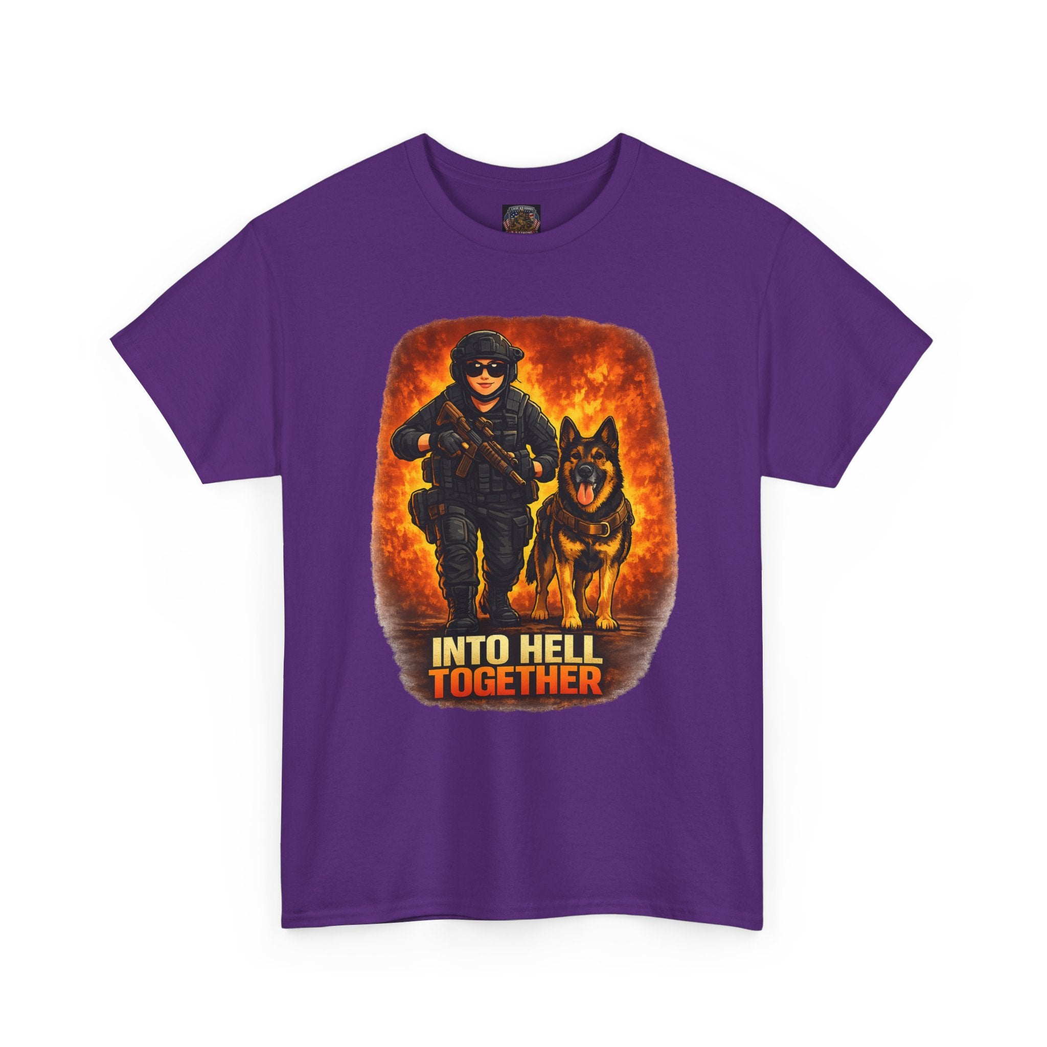 T-Shirt — "Into Hell Together" Firefighter & K9 Rescue Graphic Tee