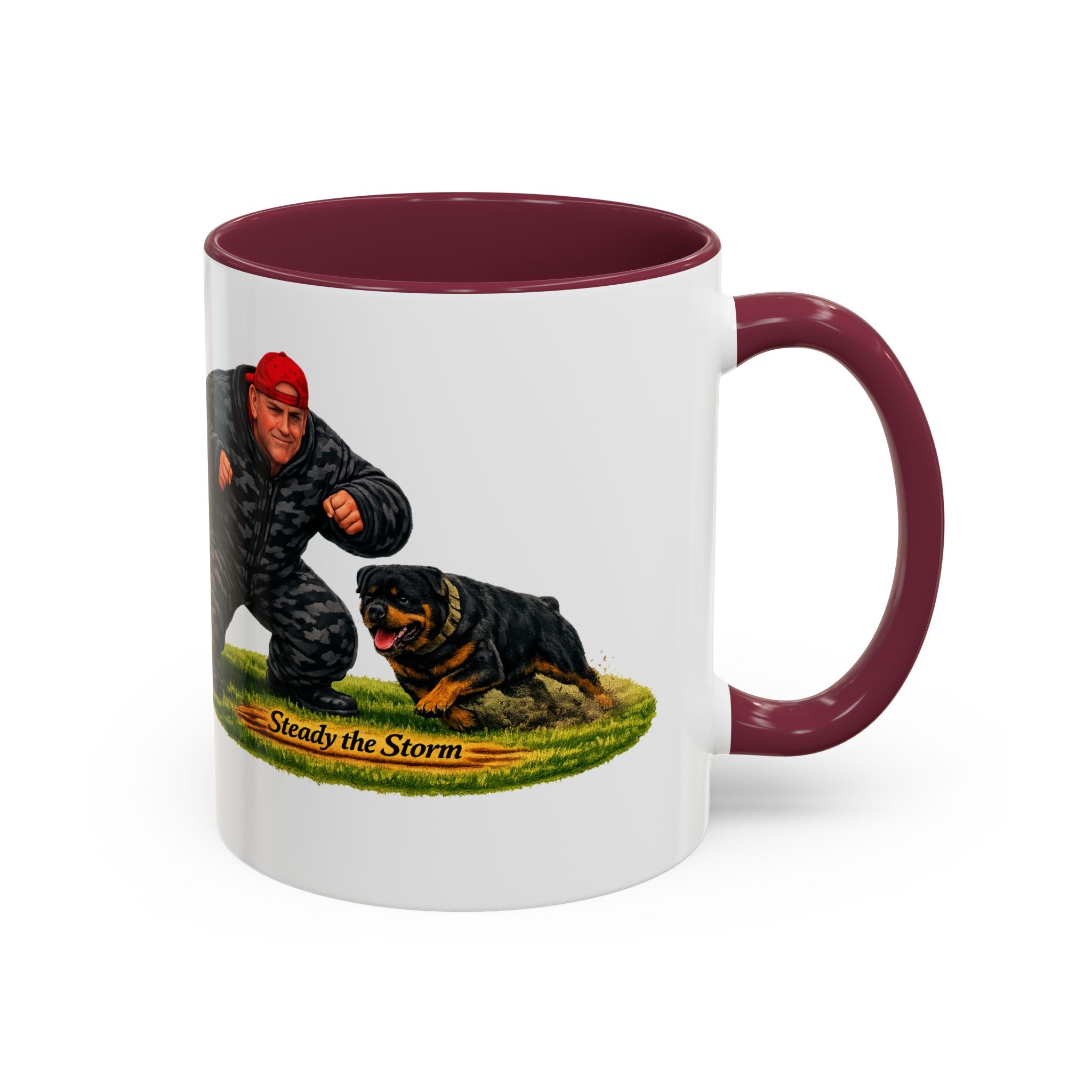 Steady the Storm Rottweiler & Handler Coffee Mug — Dog Lover Gift (11oz/15oz)