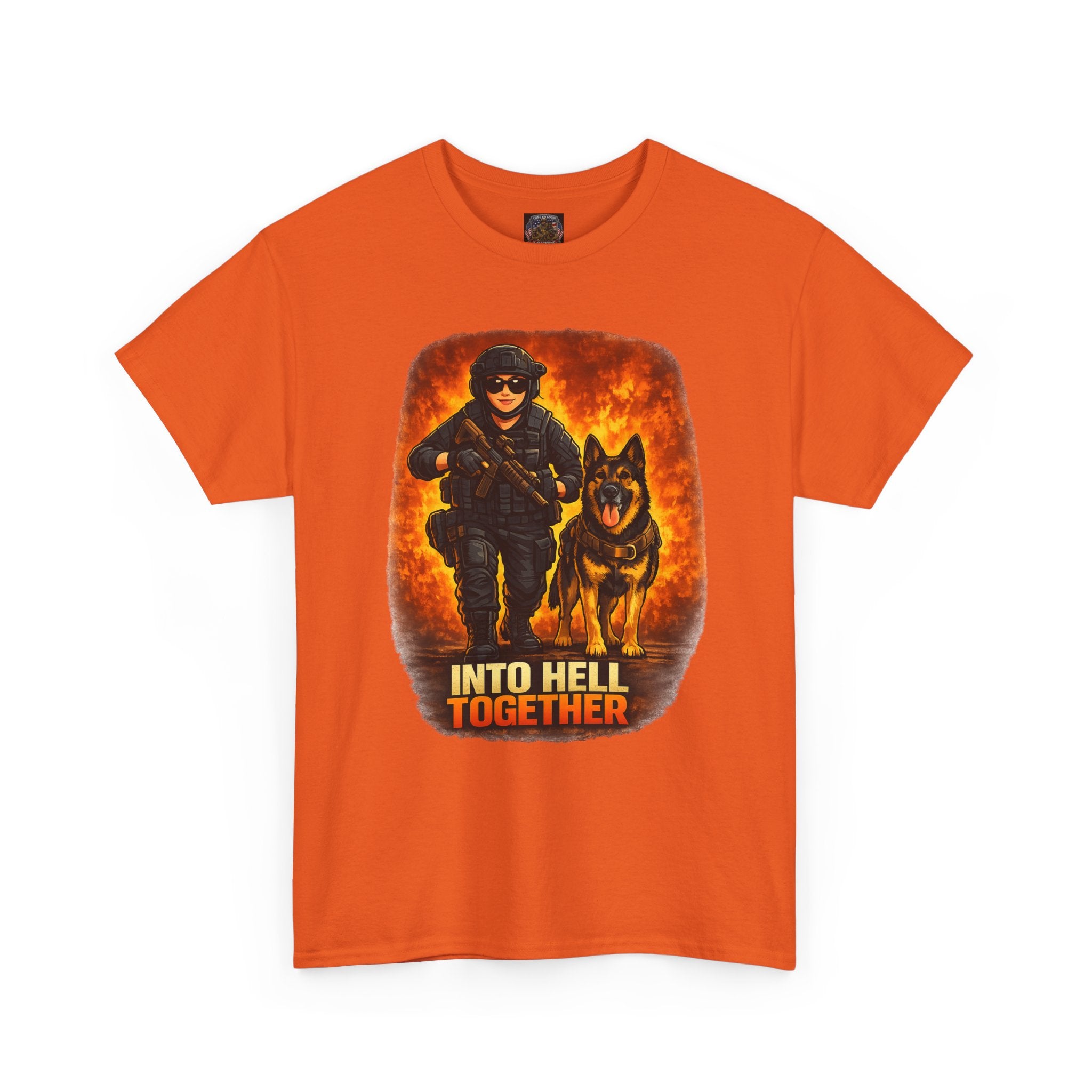 T-Shirt — "Into Hell Together" Firefighter & K9 Rescue Graphic Tee