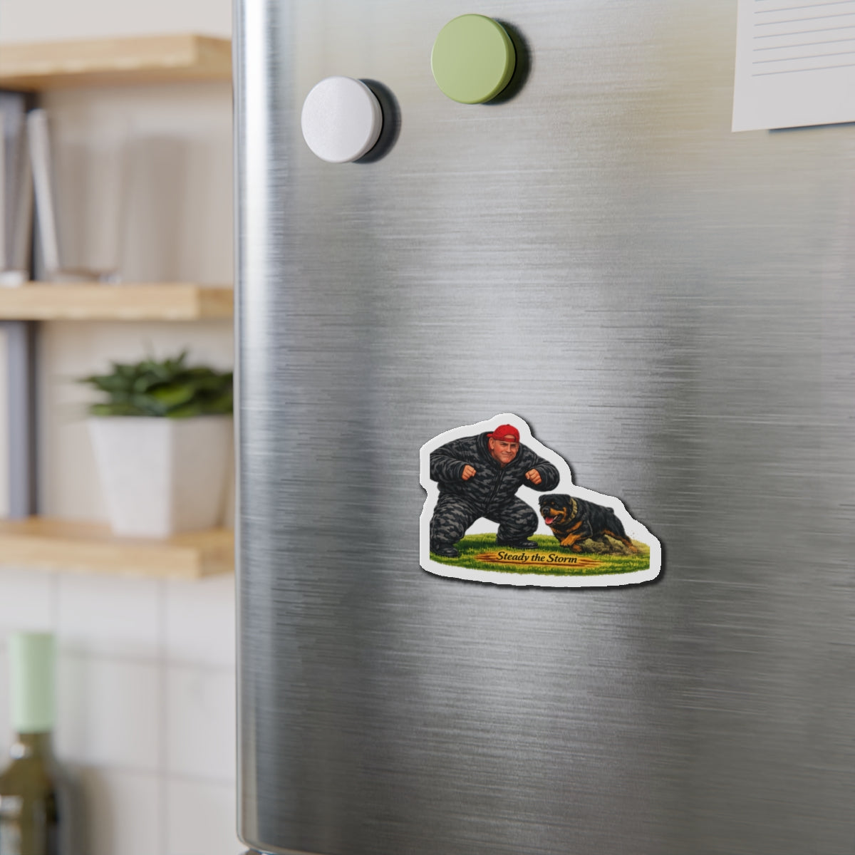Rottweiler Training Die-Cut Magnet — "Steady the Storm" K9 Handler Decor