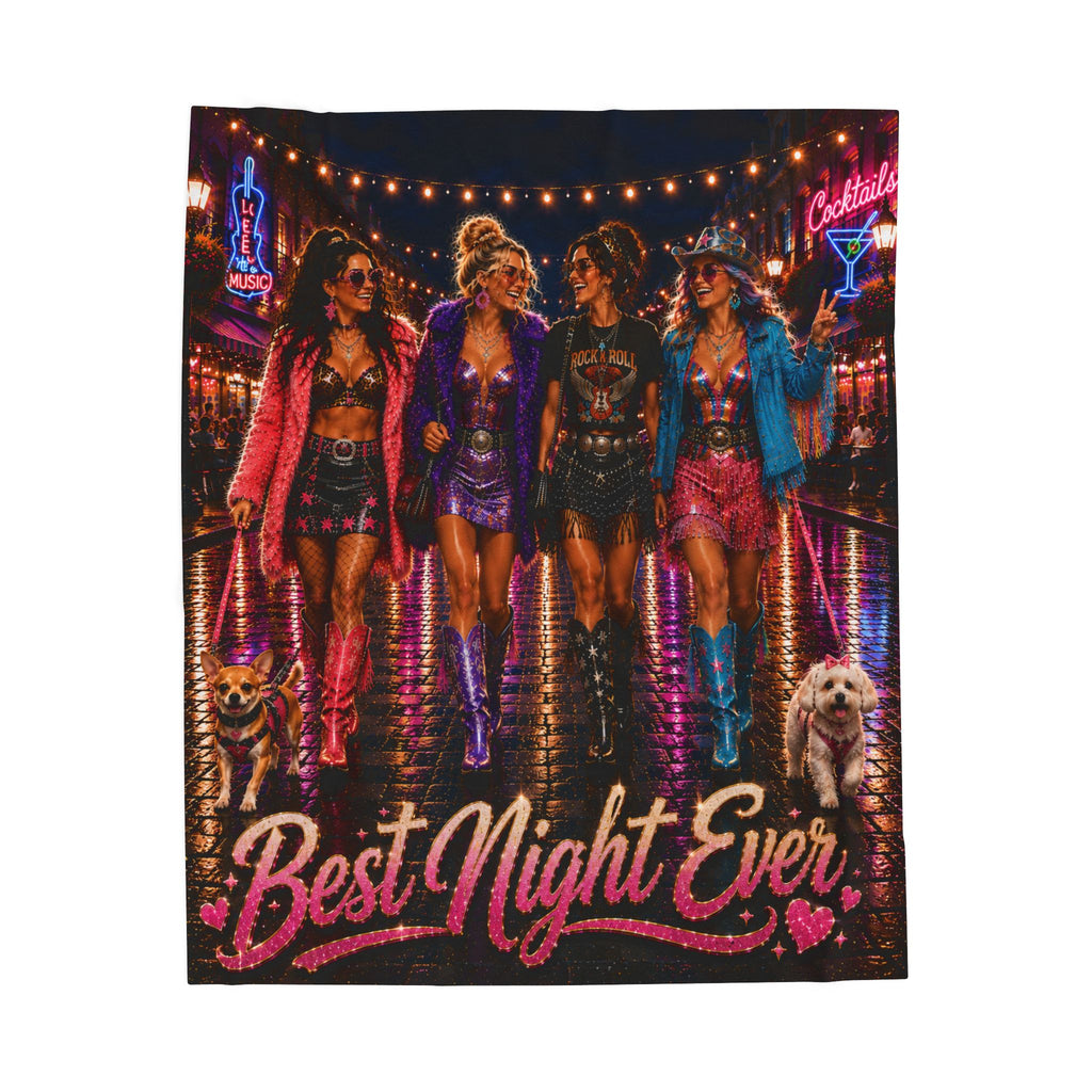 "Best Night Ever" Neon Girls Night Throw-Velveteen Plush Blanket