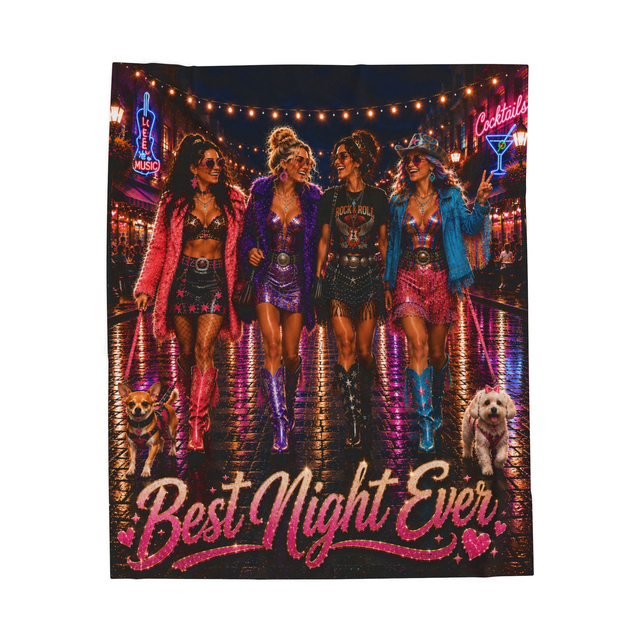 "Best Night Ever" Neon Girls Night Throw-Velveteen Plush Blanket