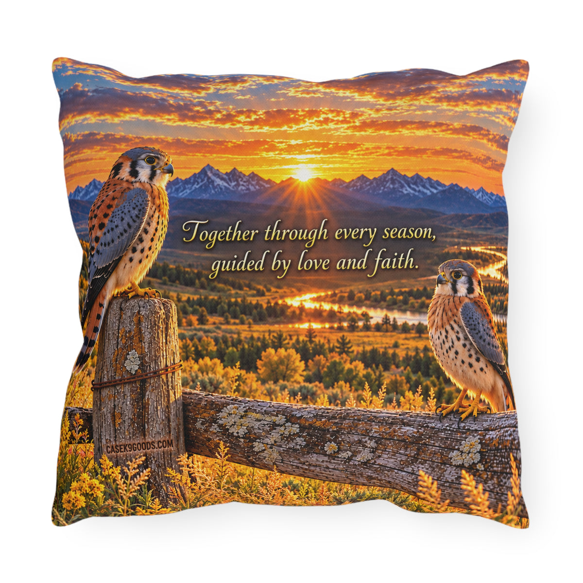 Together Through Every Season Kestrel Outdoor Pillow