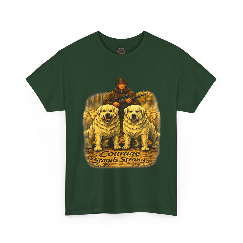 T-Shirt — Courage Stands Strong Vintage Shepherds & Dogs Graphic Tee