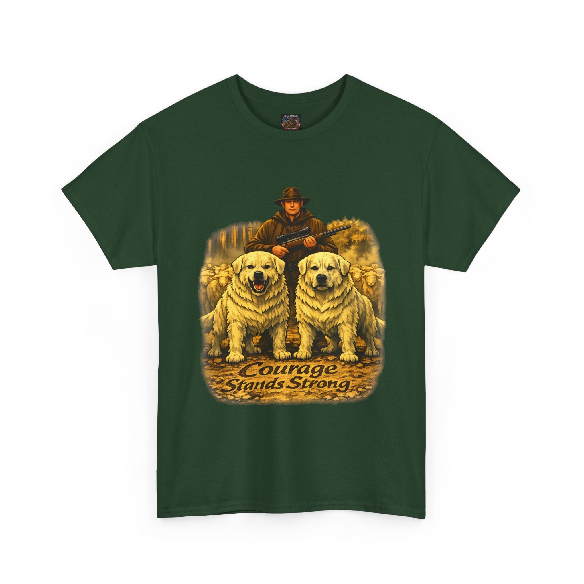T-Shirt — Courage Stands Strong Vintage Shepherds & Dogs Graphic Tee
