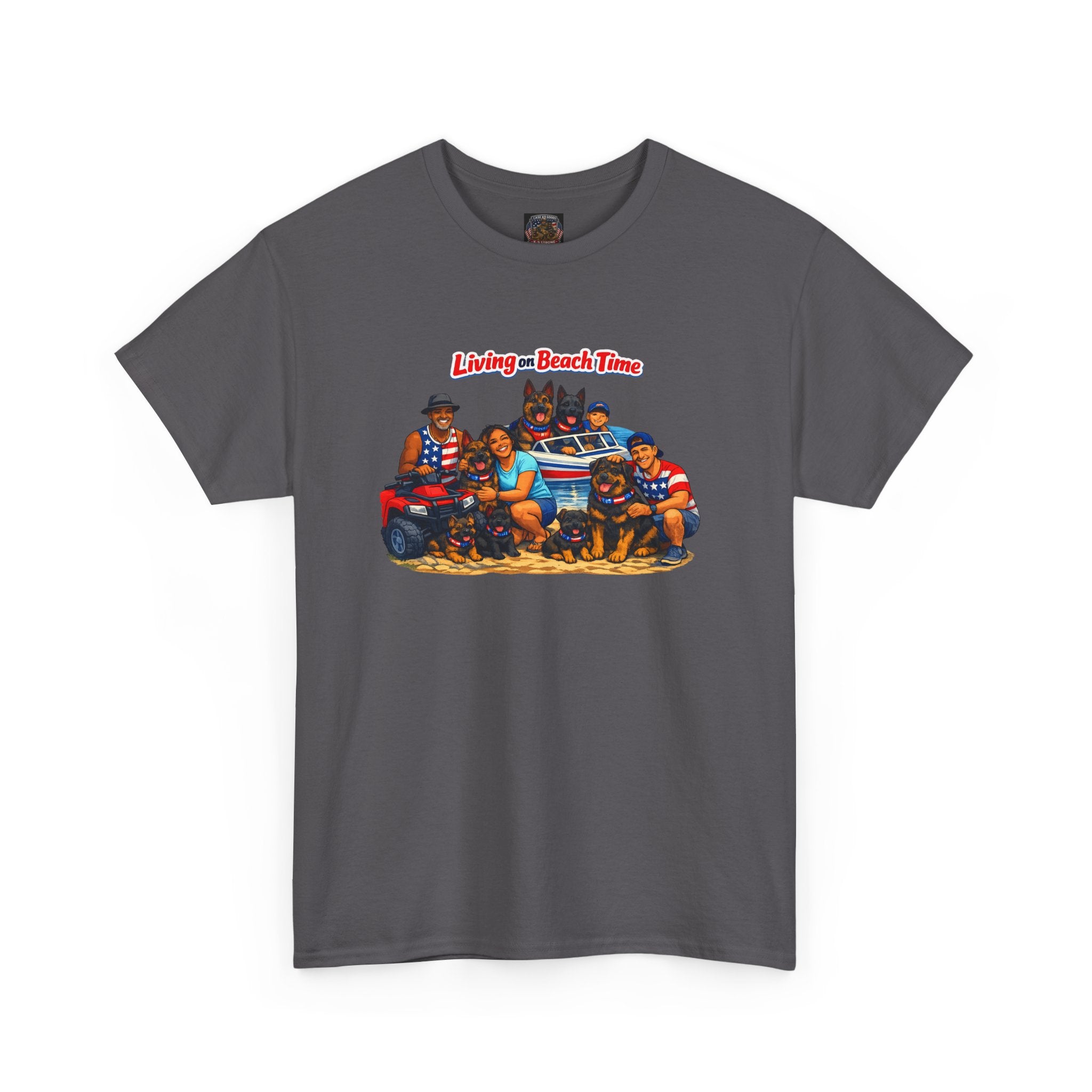 Beach Crew Graphic Tee — "Living Beach Town" Vintage Surf Crew T-Shirt