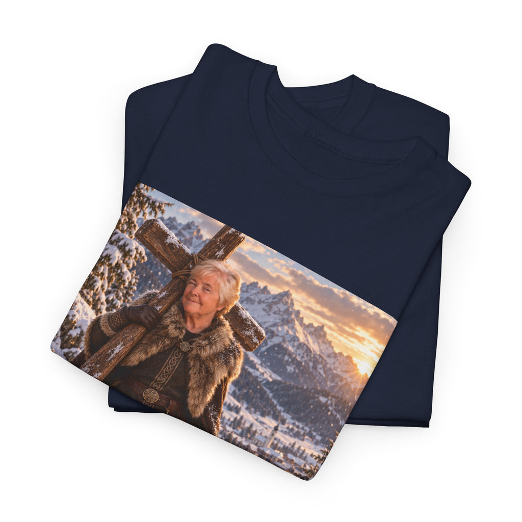 Winter Faith Warrior T‑Shirt — Explorer with Malinois Dog Scenic Graphic Tee