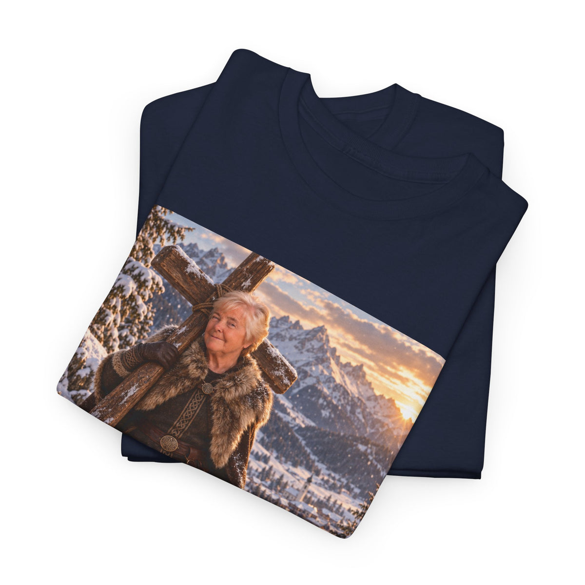 Winter Faith Warrior T‑Shirt — Explorer with Malinois Dog Scenic Graphic Tee