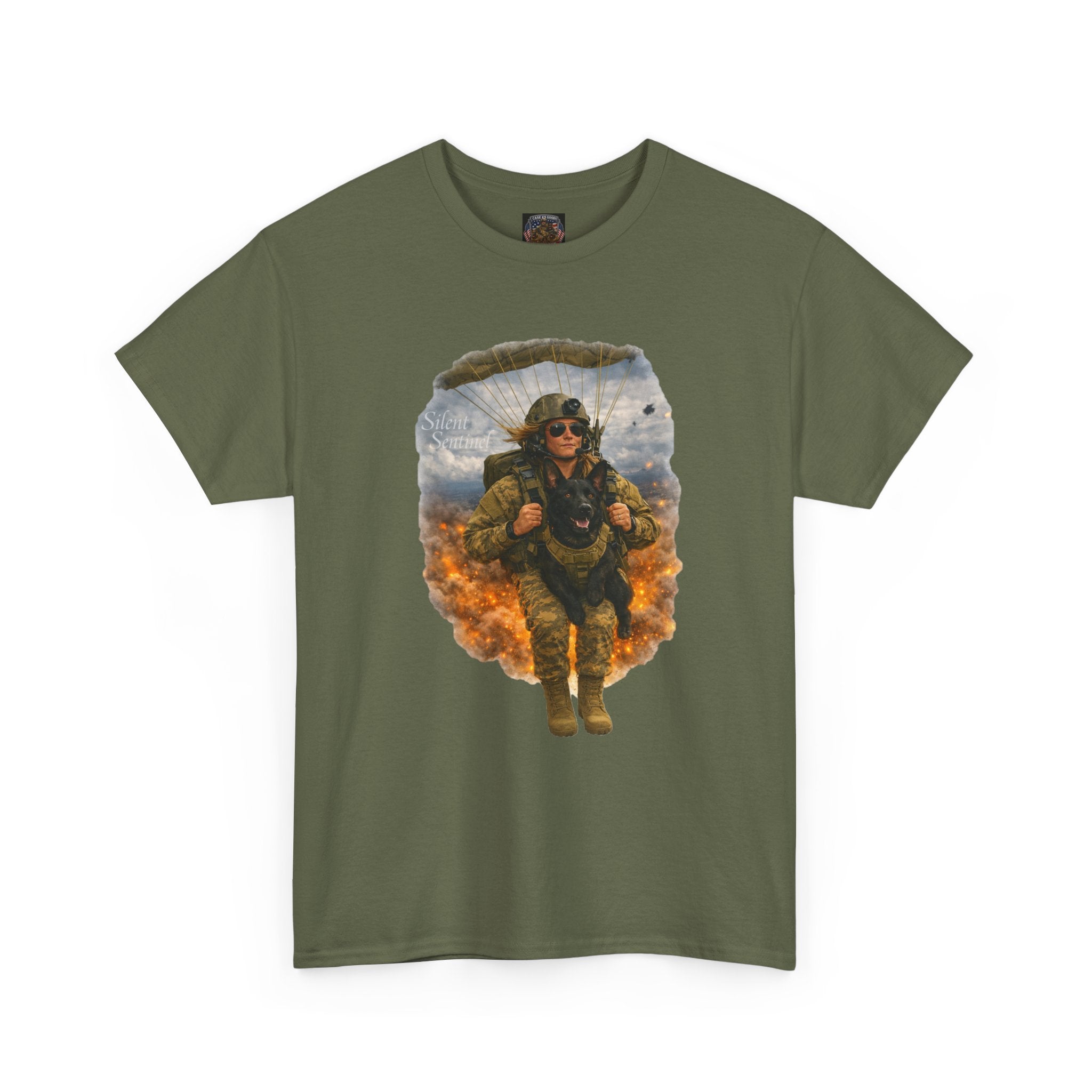 Parachute Trooper Graphic Tee — Military Jump Woman Soldier Design