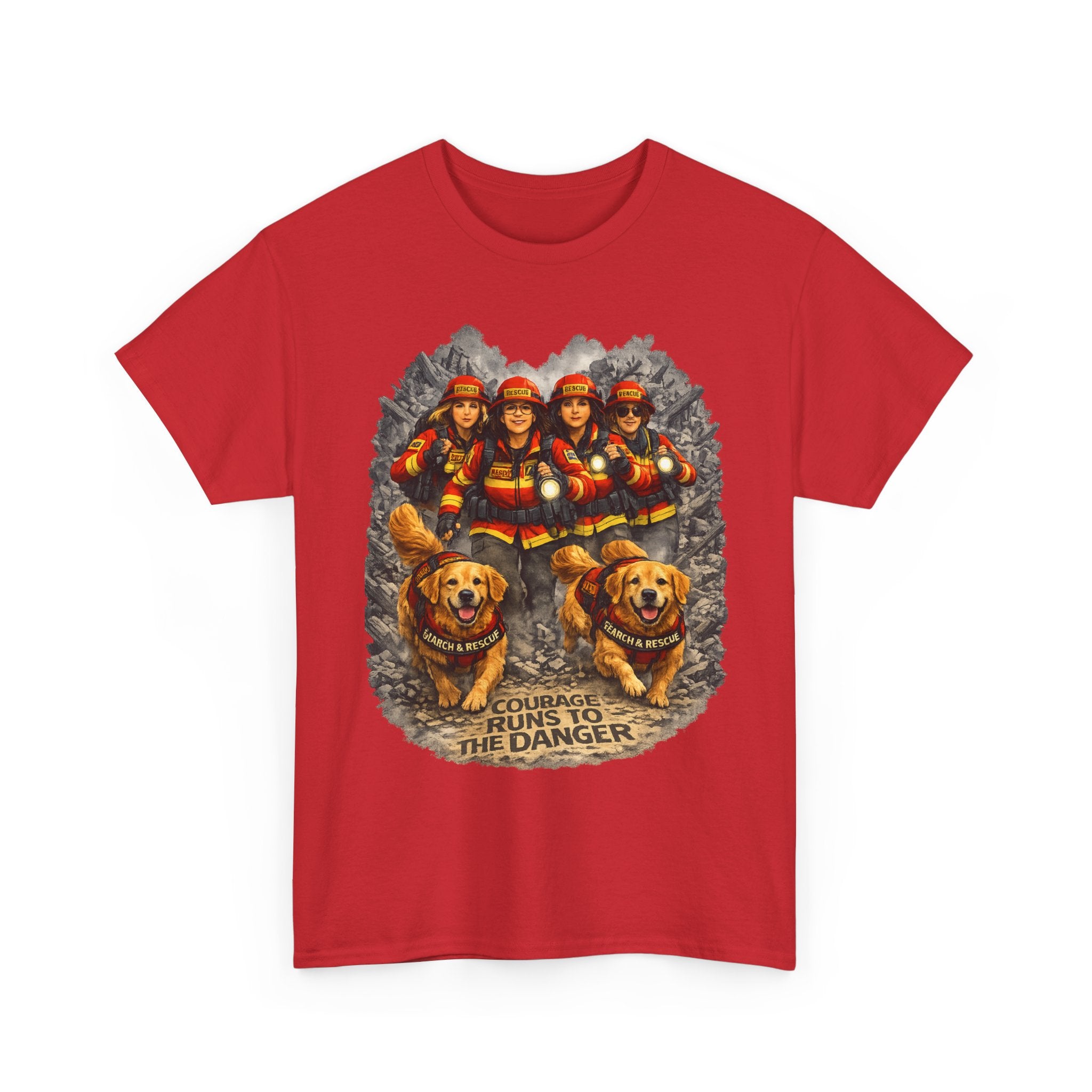 Firefighter Rescue Crew T‑Shirt — Courage Runs to the Danger Graphic Tee