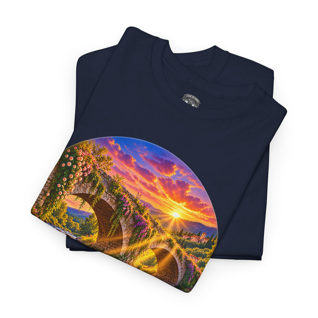 Inspirational Sunset Bridge Scenic T-Shirt — 'Faithful' Roadtrip Nature Tee
