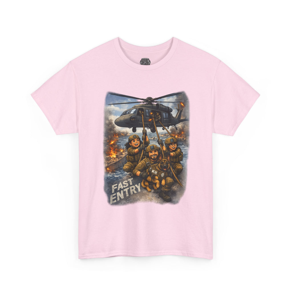 Military Helicopter Insertion Tee — "Fast Entry" Graphic T-Shirt