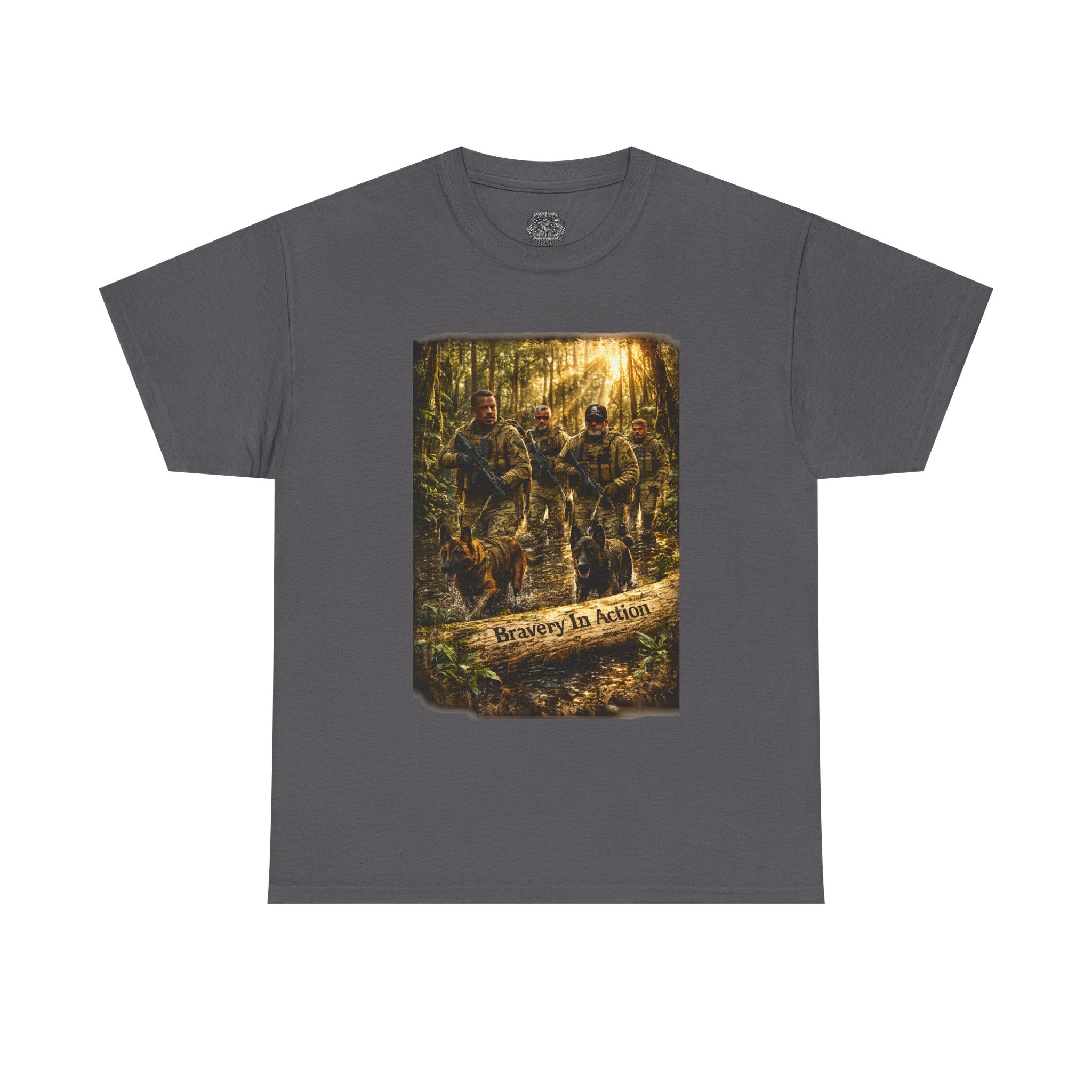 Hunting  K-9 Military Crew Tee — " Service In Action" Forest Camouflage Graphic