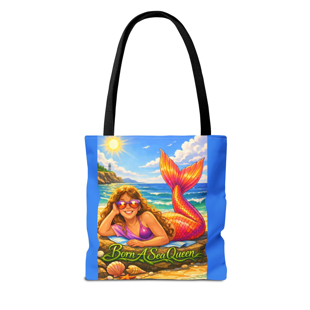 Mermaid Tote Bag — "Born A Sea Queen" Beach Tote